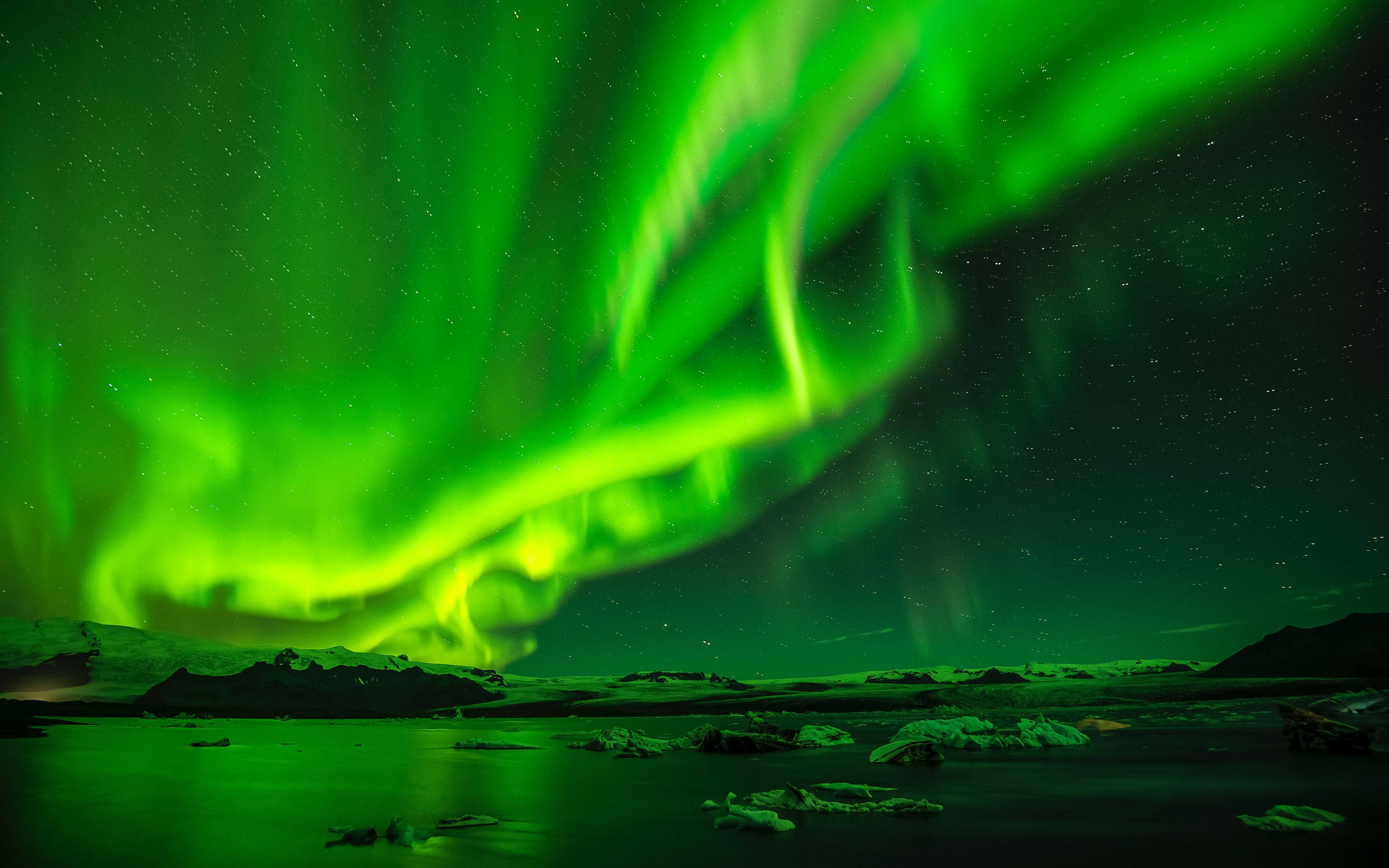 Aurora Boreal de Cielo Verde Fondos de pantalla