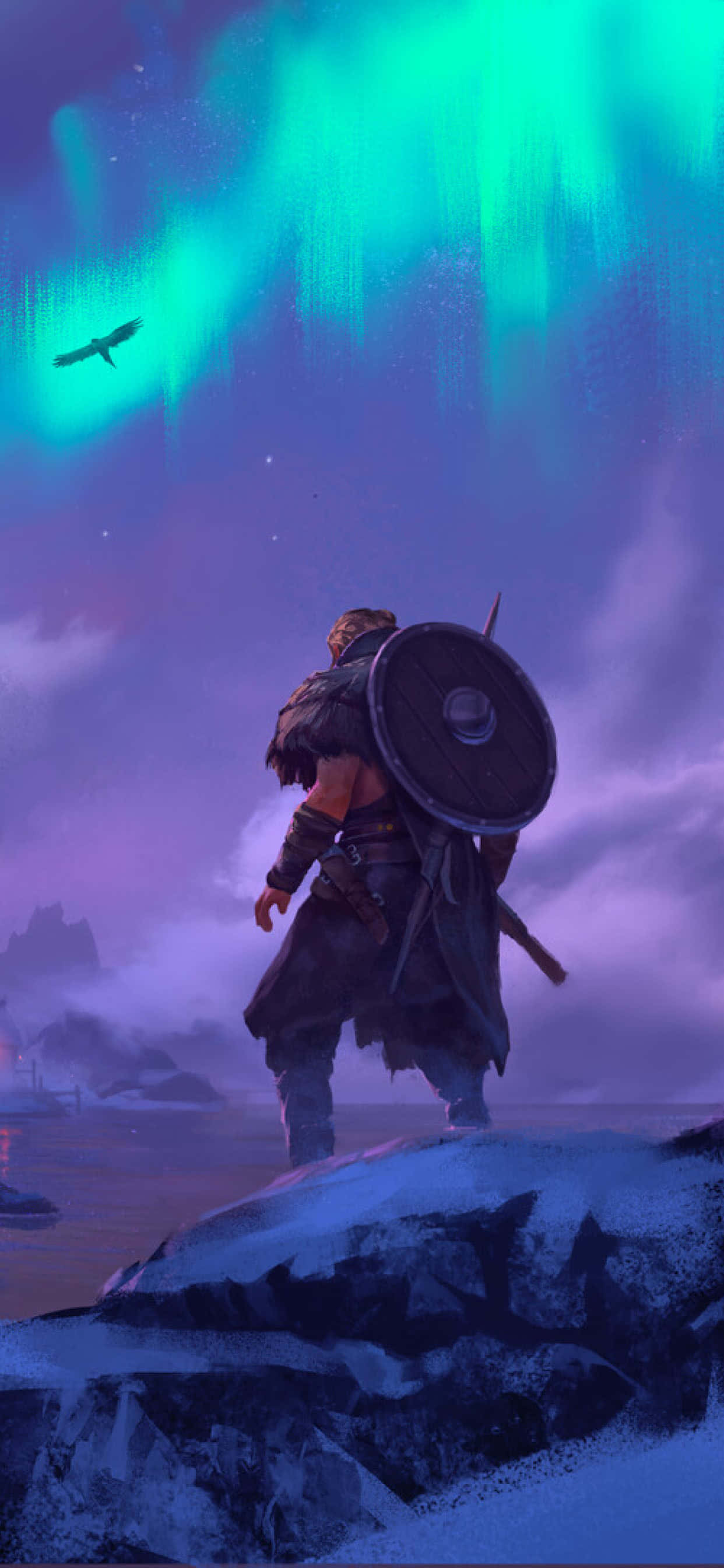 Fondo de Assassin's Creed Valhalla: Aurora Boreal para iPhone Xs Max Fondos de pantalla