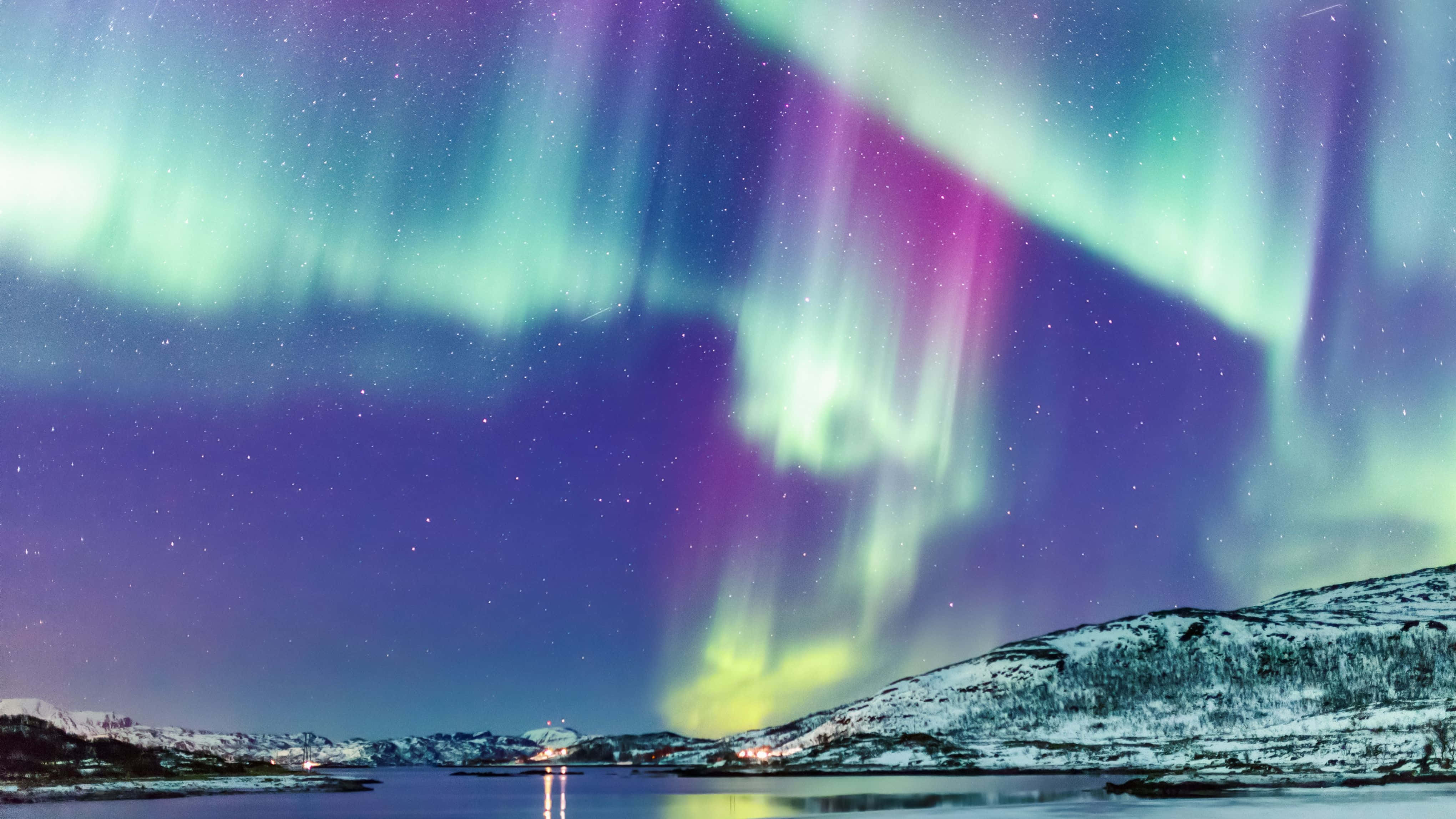 Aurora Boreal Luces del Norte Noruega 4K Monitor Fondos de pantalla