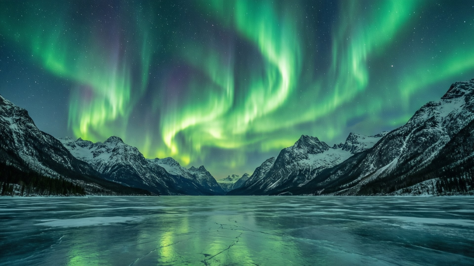 Aurora sobre picos nevados Fondos de pantalla