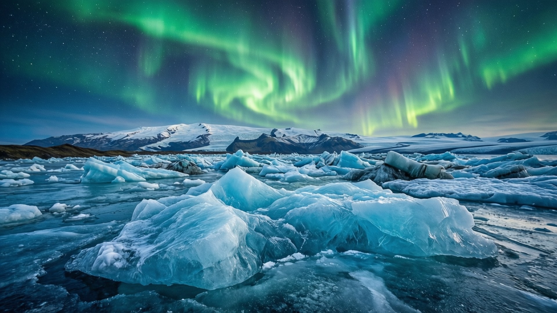 Aurora Verde de la Tundra Helada Fondos de pantalla