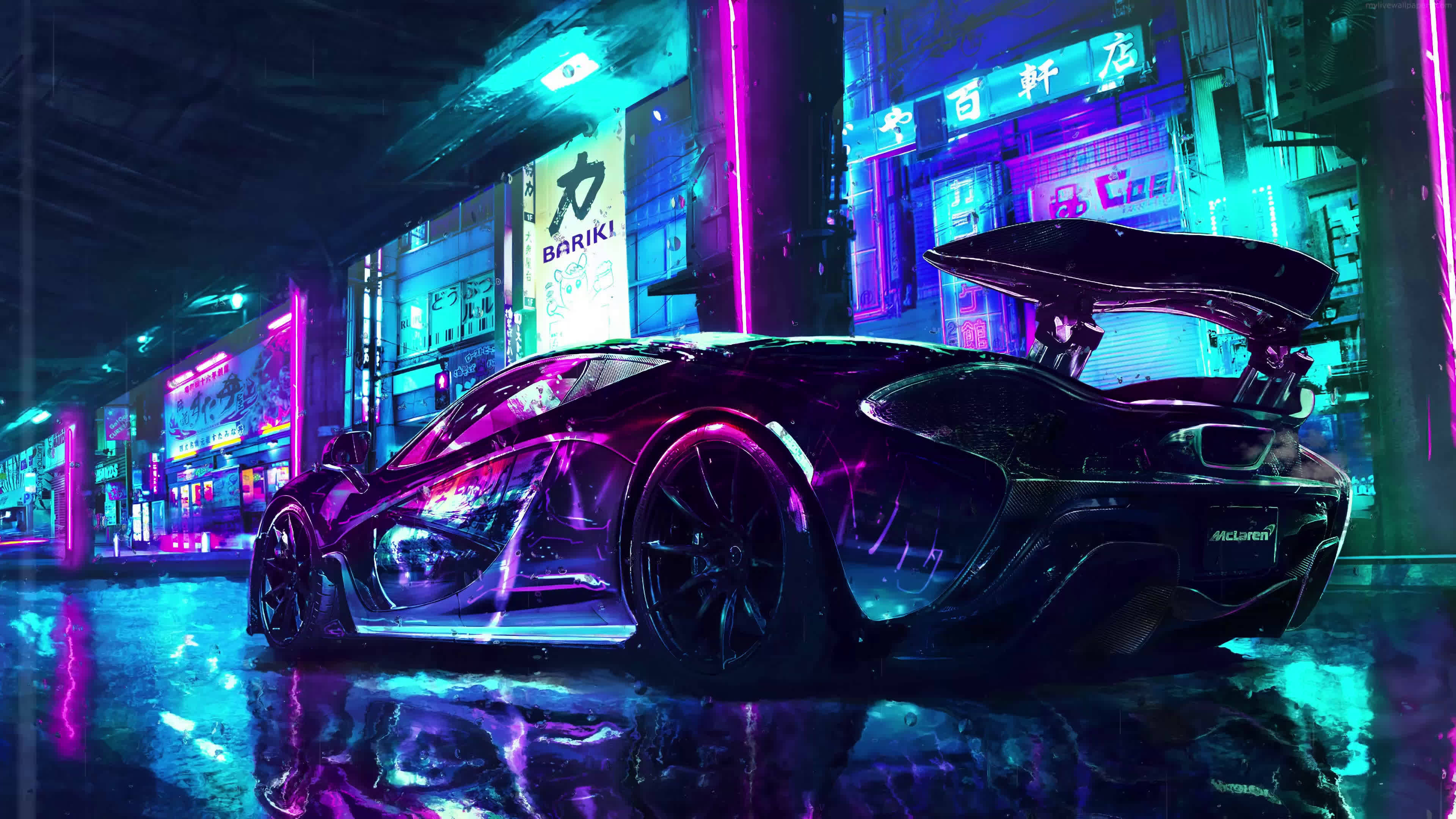 Auto 4K Mclaren Retro Wave Fondos de pantalla