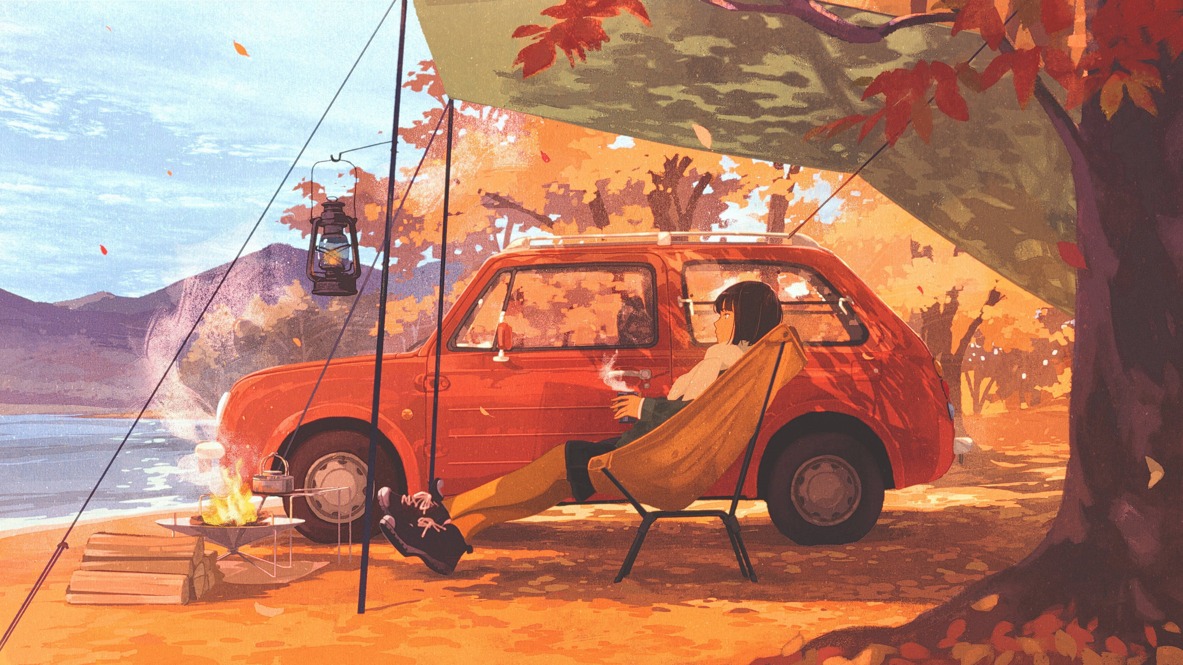 Auto anime naranja Fondos de pantalla