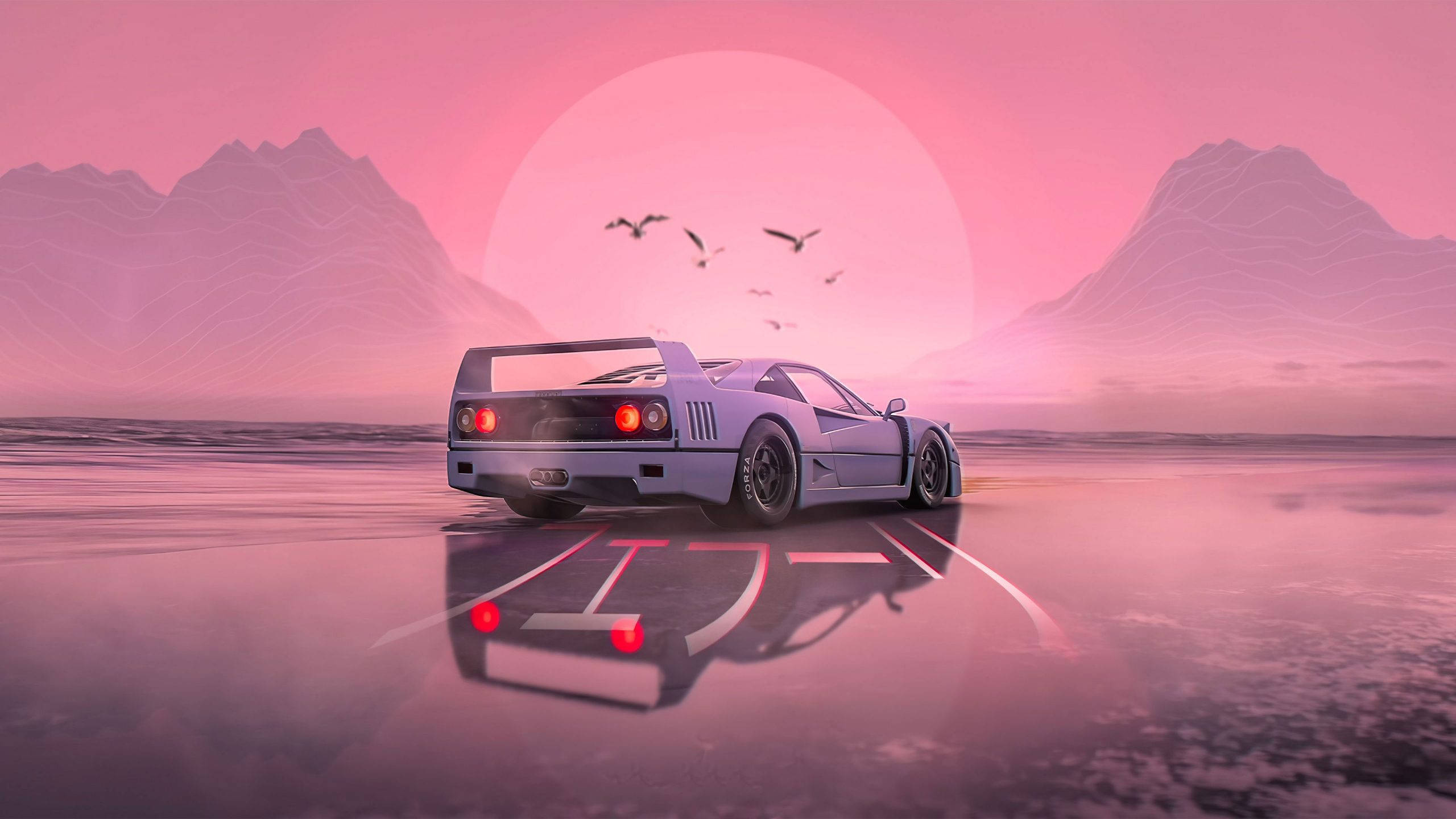 Auto anime rosa estético Fondos de pantalla