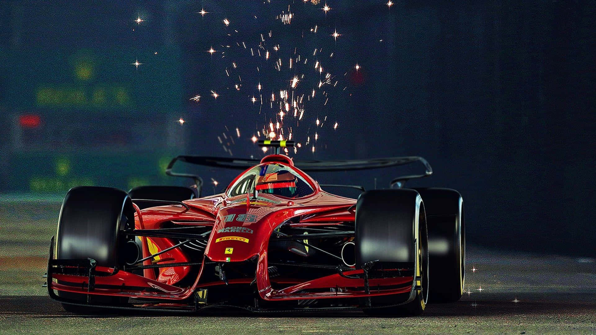 Auto de Carrera Rojo F1 con Chispas Fondos de pantalla