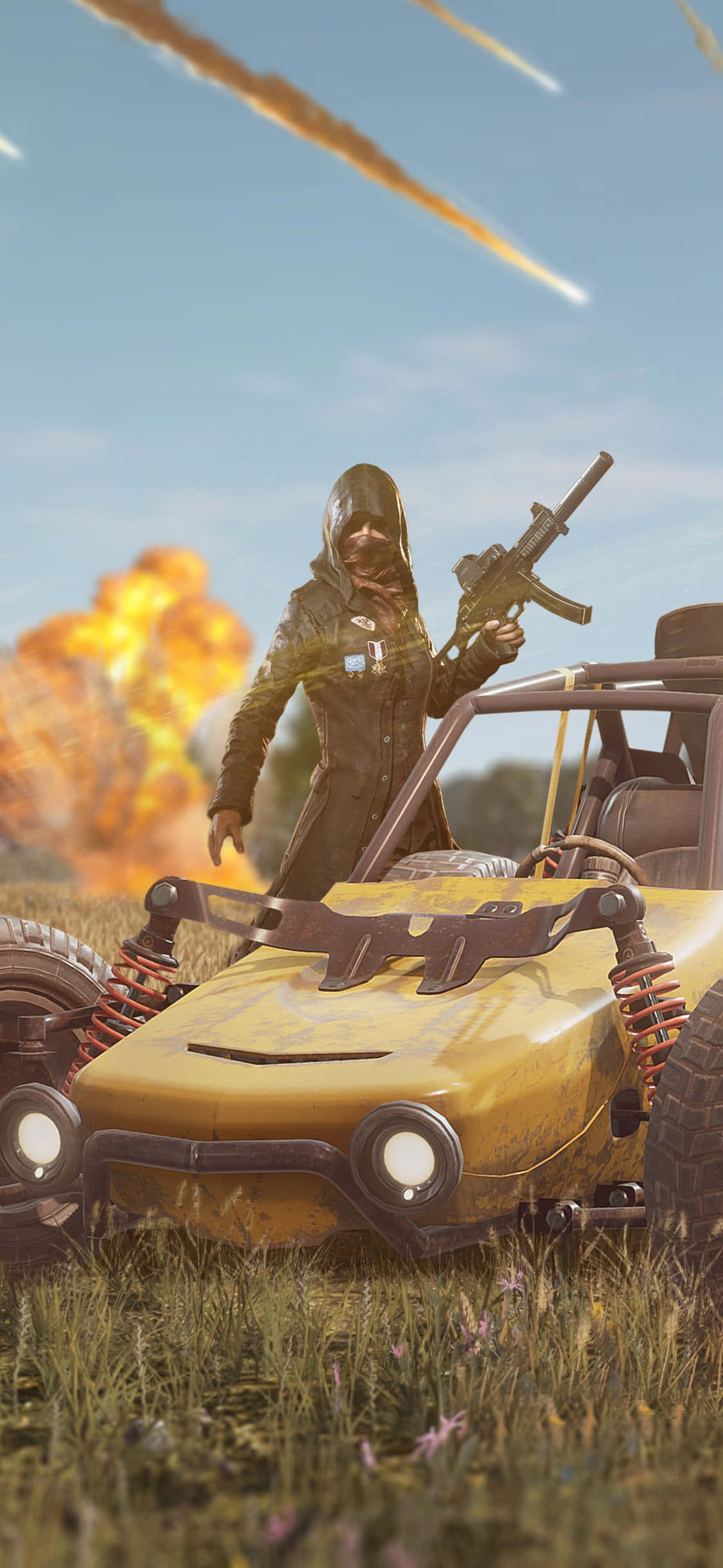 Coche de Carreras Amarillo PUBG iPhone Fondos de pantalla