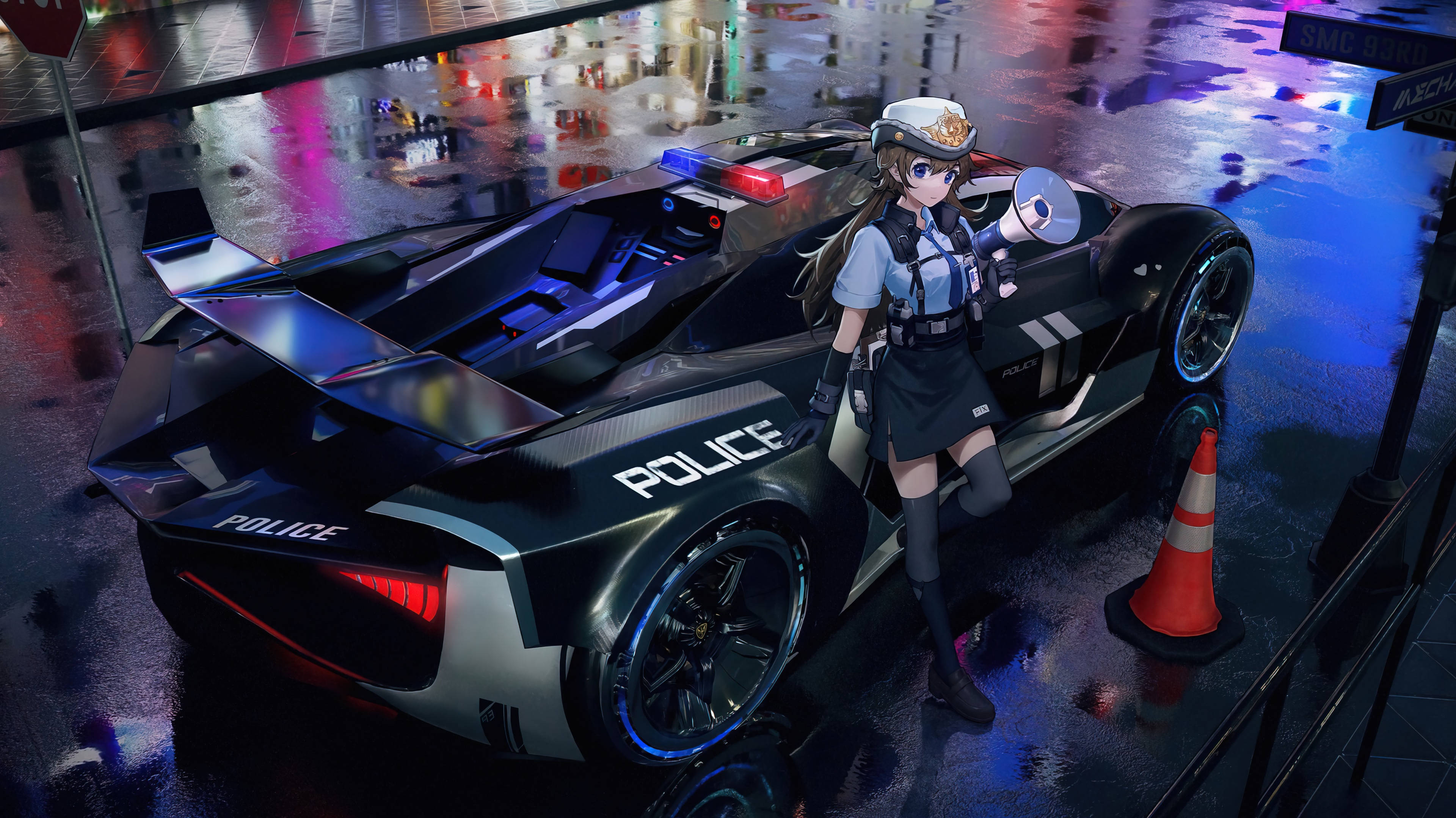 Auto de policía anime Fondos de pantalla