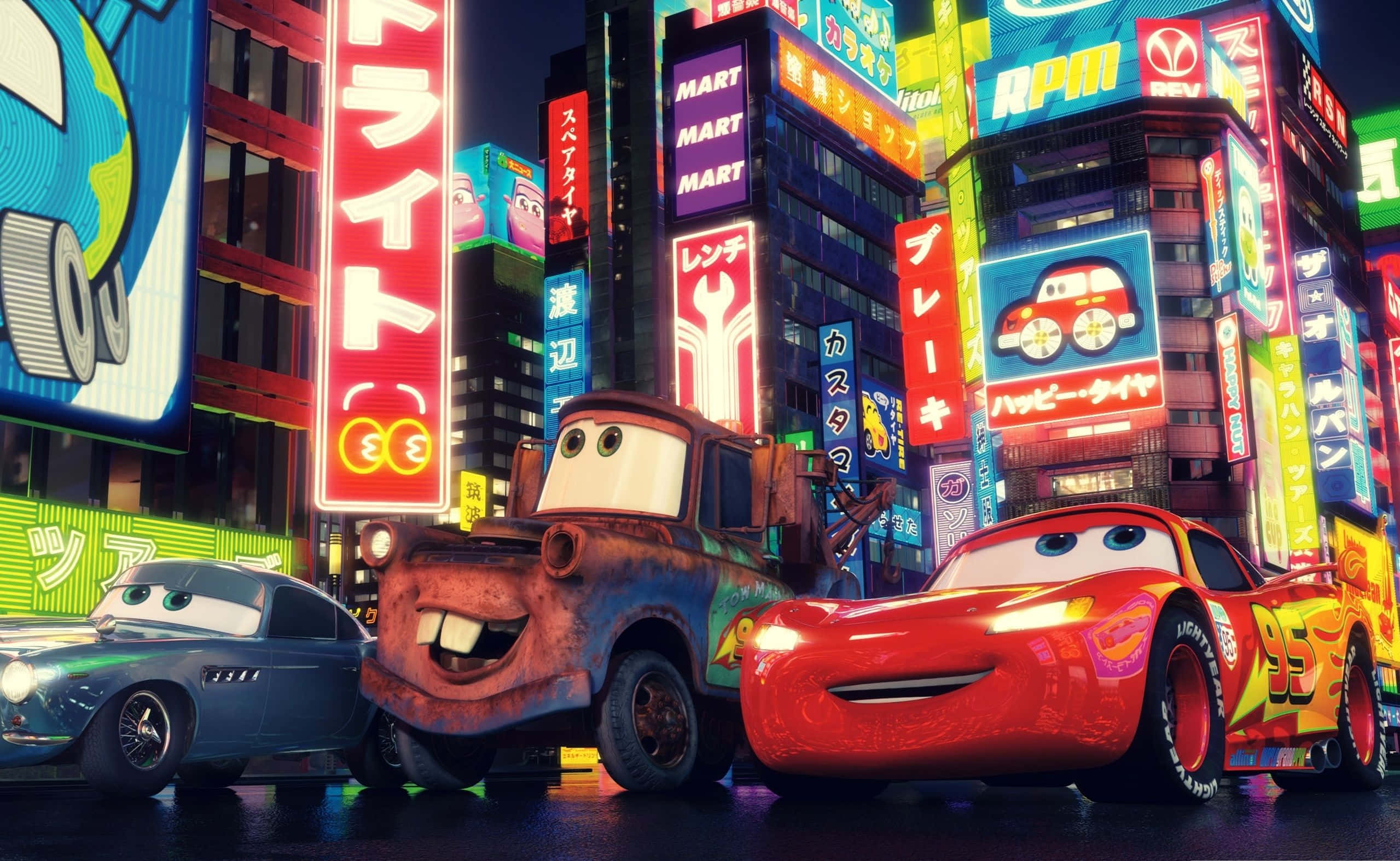autos en una ciudad con luces de neón Fondos de pantalla