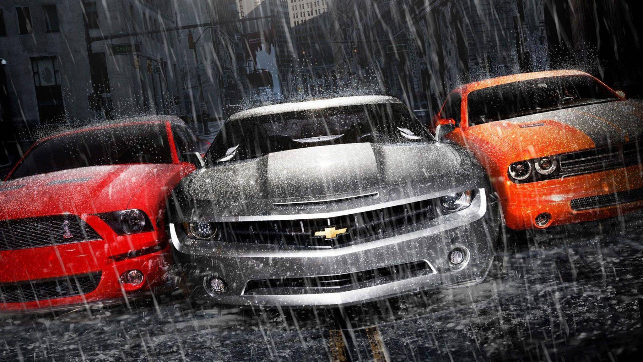 Autos Geniales Bajo la Lluvia Fondos de pantalla