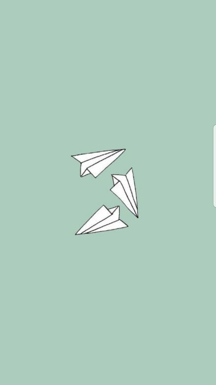 Aviones de Papel Estética Verde y Blanca Fondos de pantalla