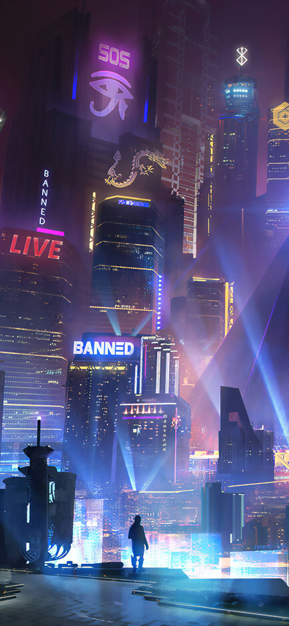 Azotea Urbana Cyberpunk iPhone X Fondos de pantalla