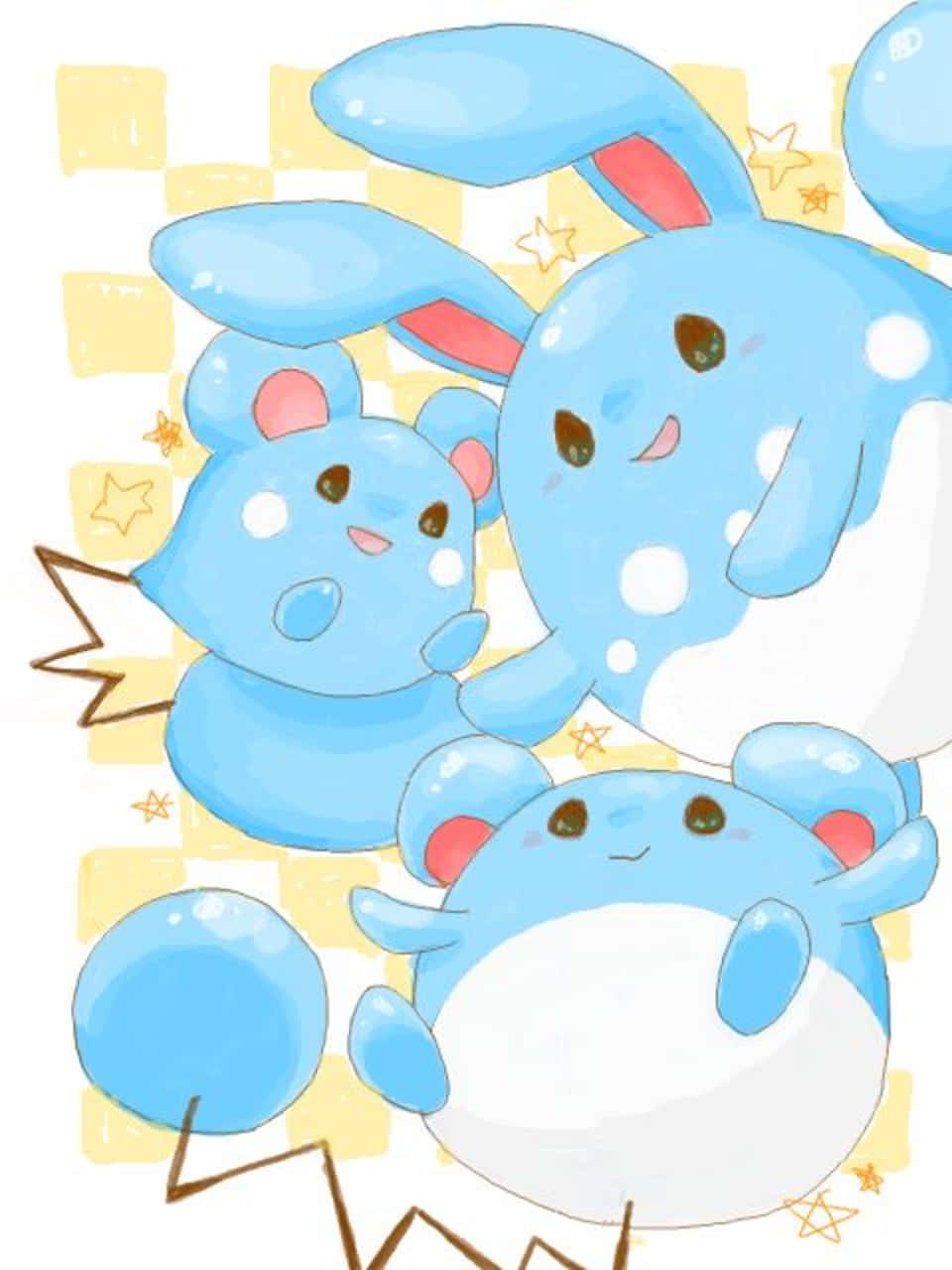 Azumarill Amarillo Cuadriculado Fondos de pantalla