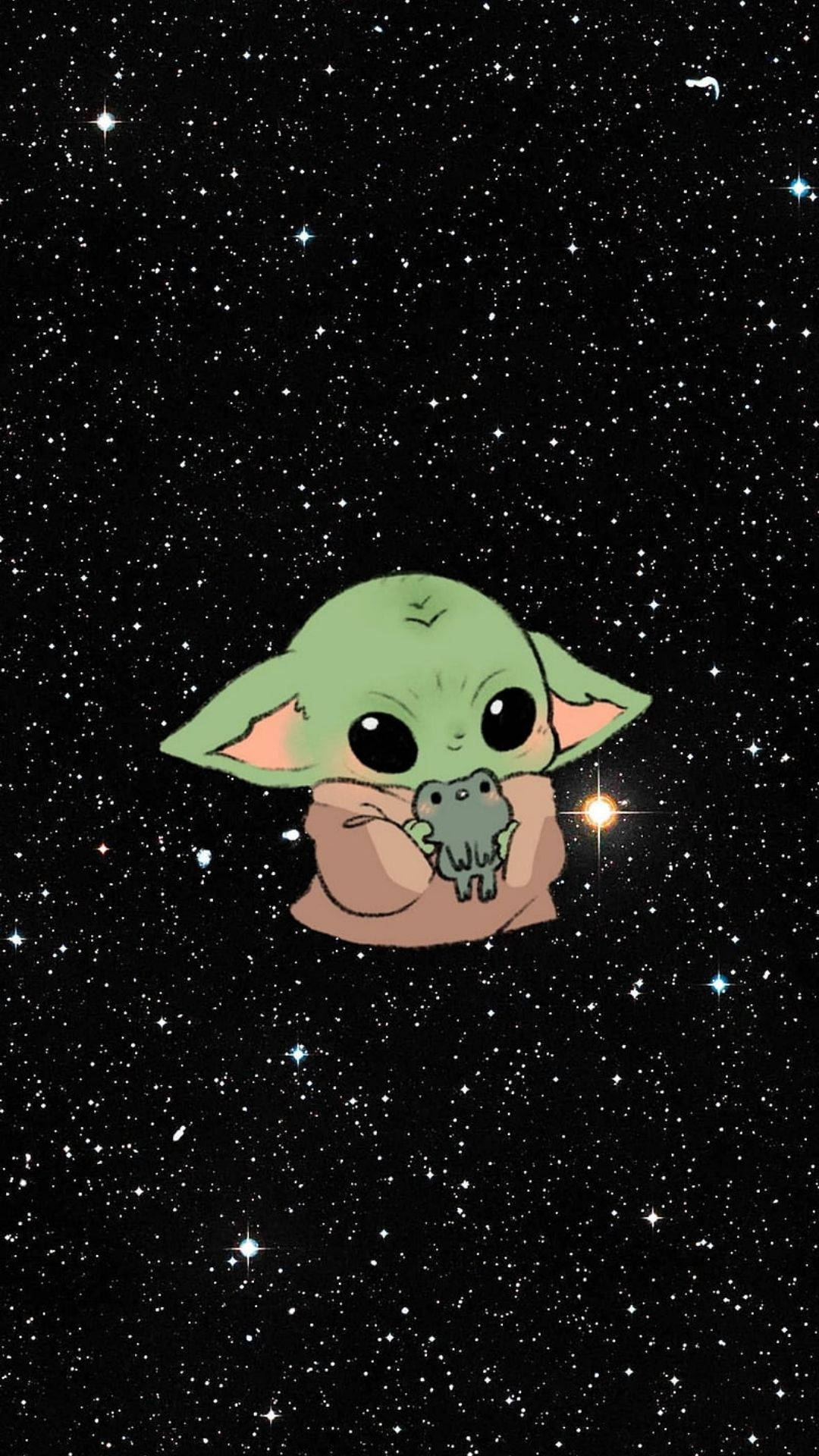 Baby Yoda en linda galaxia Fondos de pantalla
