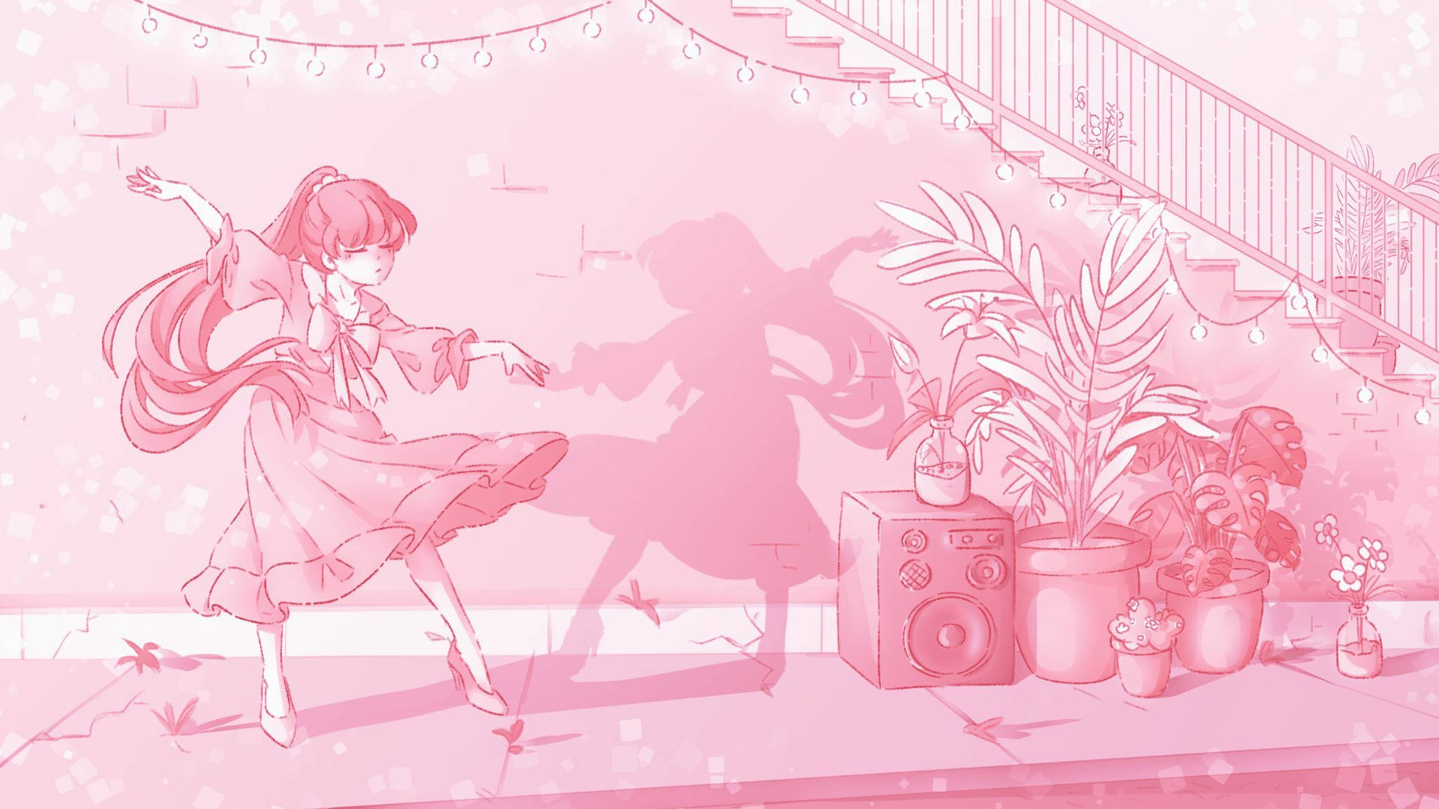 Bailarina de estética anime rosa Fondos de pantalla