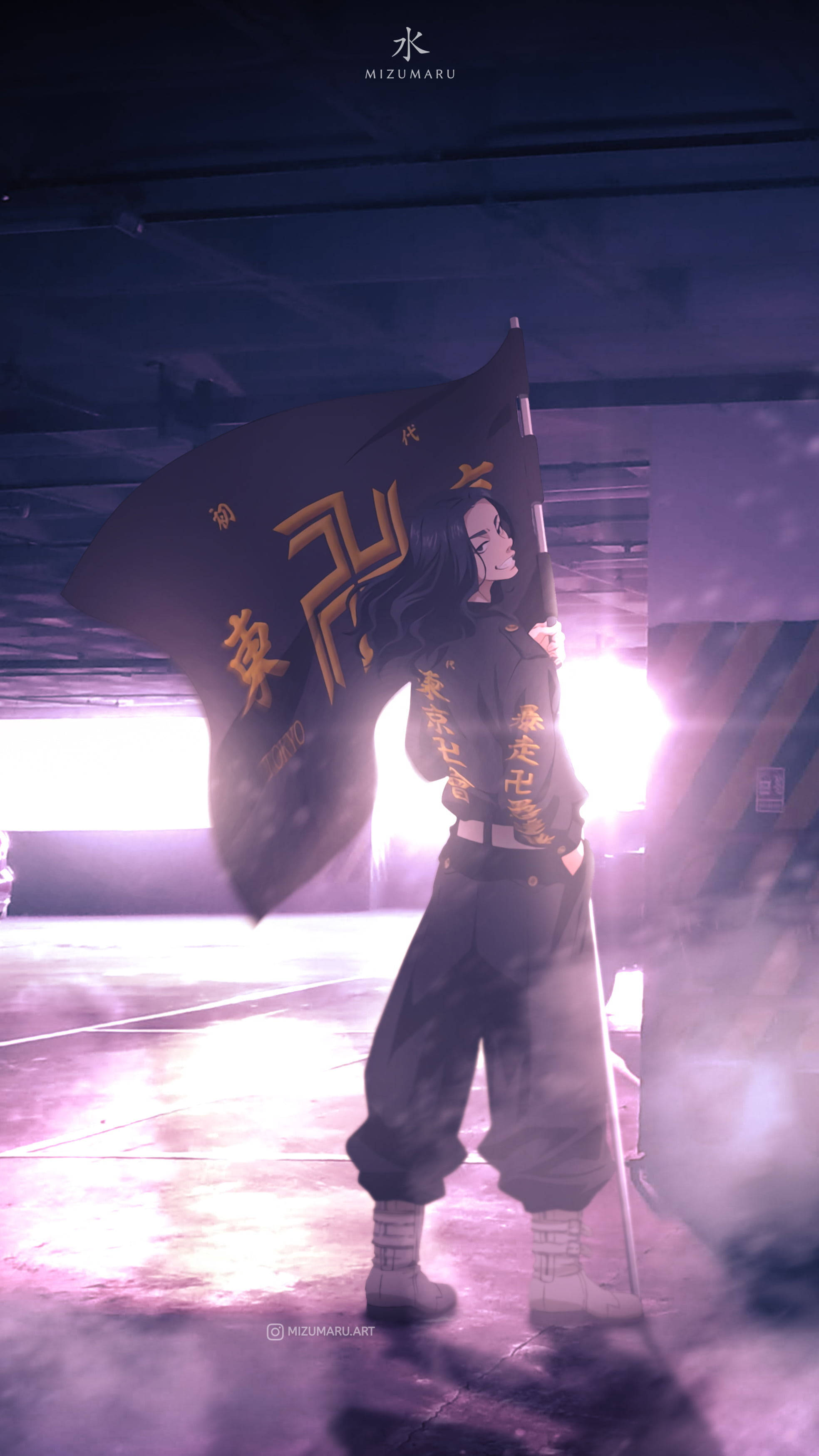 Baji Tokyo Revengers Sosteniendo Bandera Fondos de pantalla