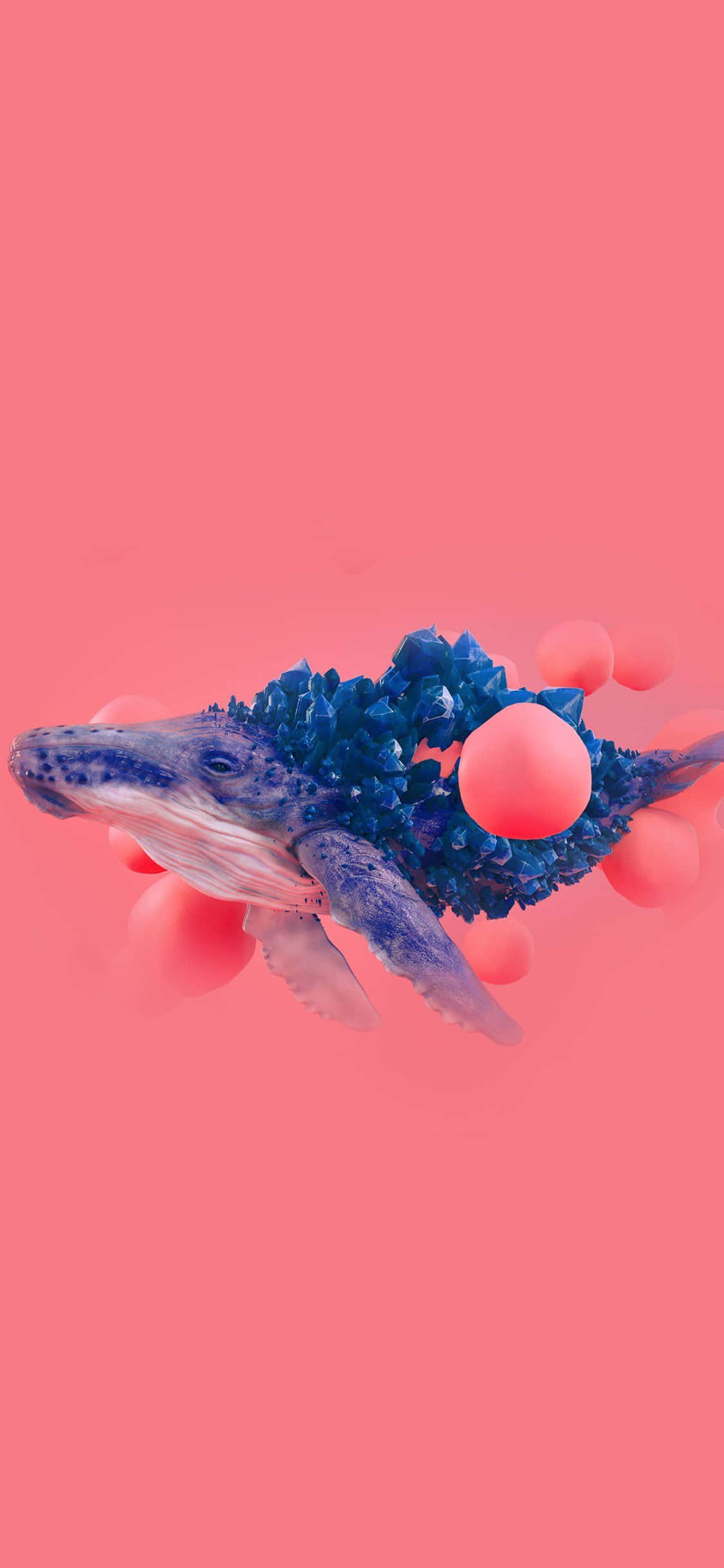 Ballena azul océano fondo rosa imagen de arte digital Fondos de pantalla