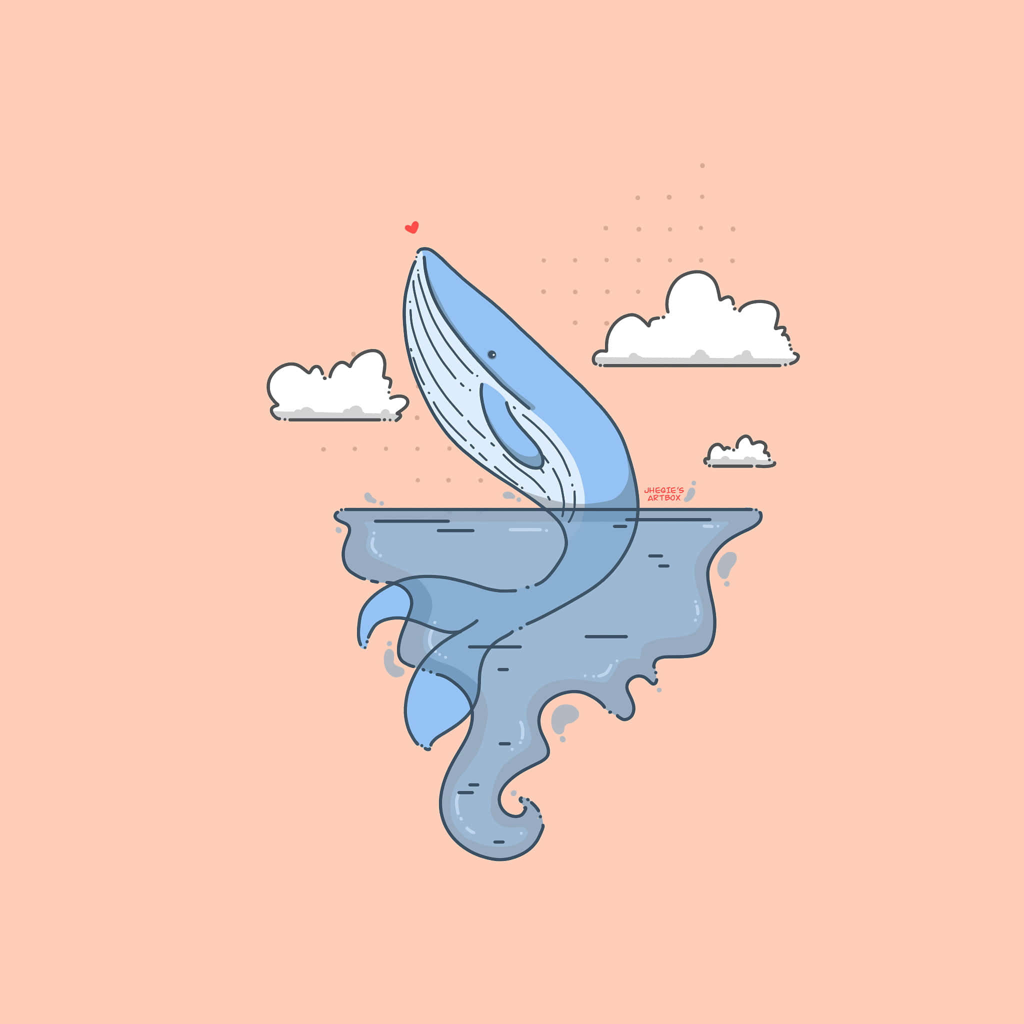 Ballena Azul Salto Océano Arte Digital Rosa Fondos de pantalla