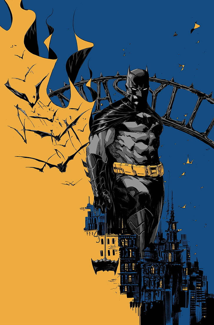 Batman Arkham Knight Azul y Amarillo para iPhone Fondos de pantalla