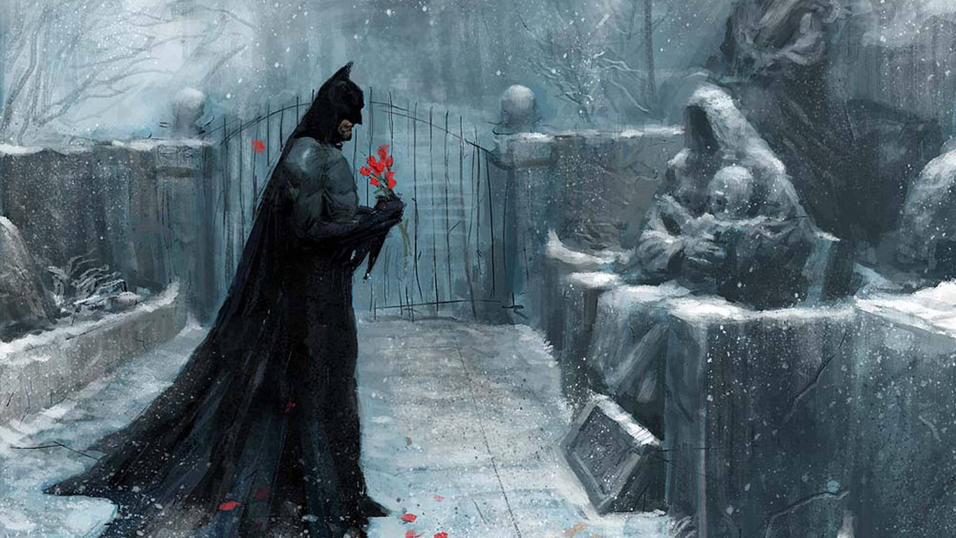 Fondo de pantalla de la pintura de Batman en el cementerio