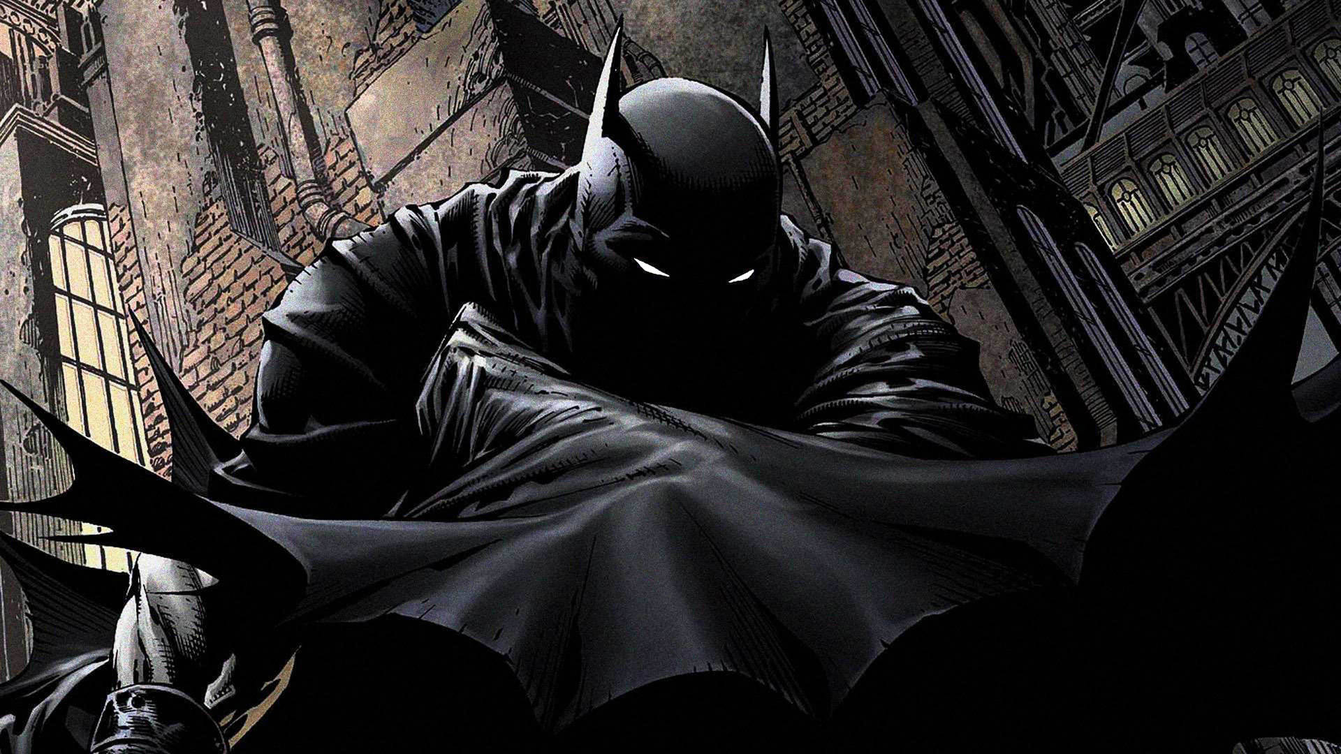 Fondo de pantalla de cómic de Batman en un edificio