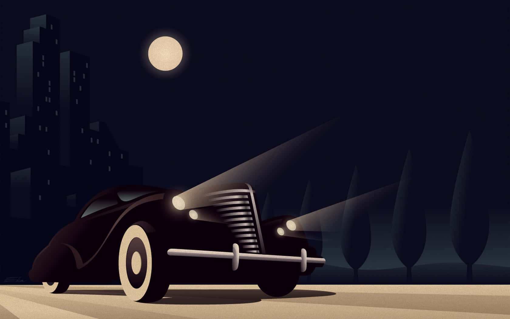 Batman La Serie Animada Auto Clásico Noche Fondos de pantalla