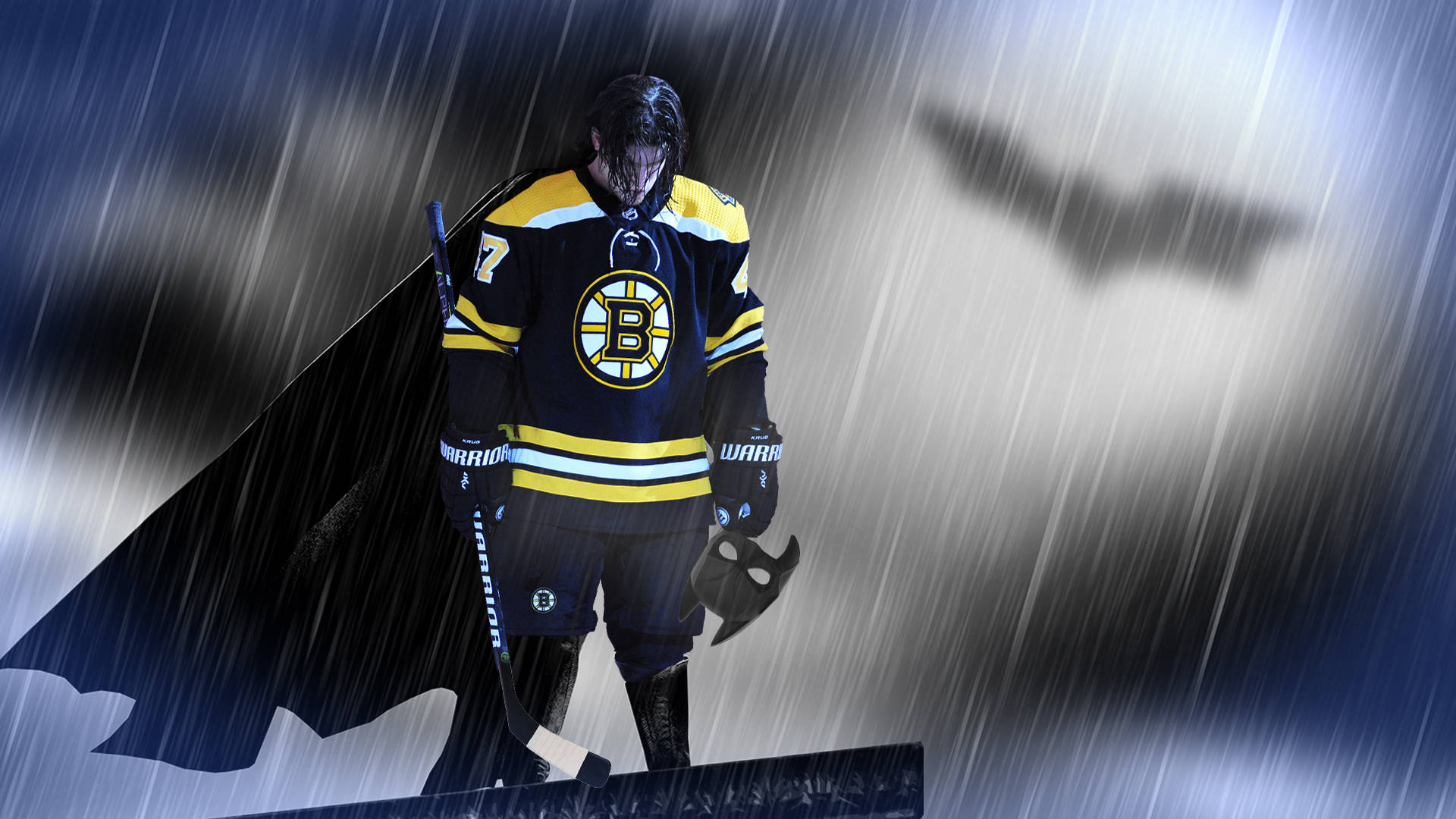 Batman vistiendo la indumentaria de Torey Krug de los Boston Bruins Fondos de pantalla