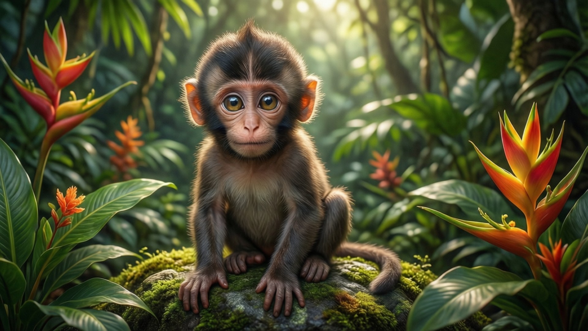 Bebé Mono en la Selva Fondos de pantalla