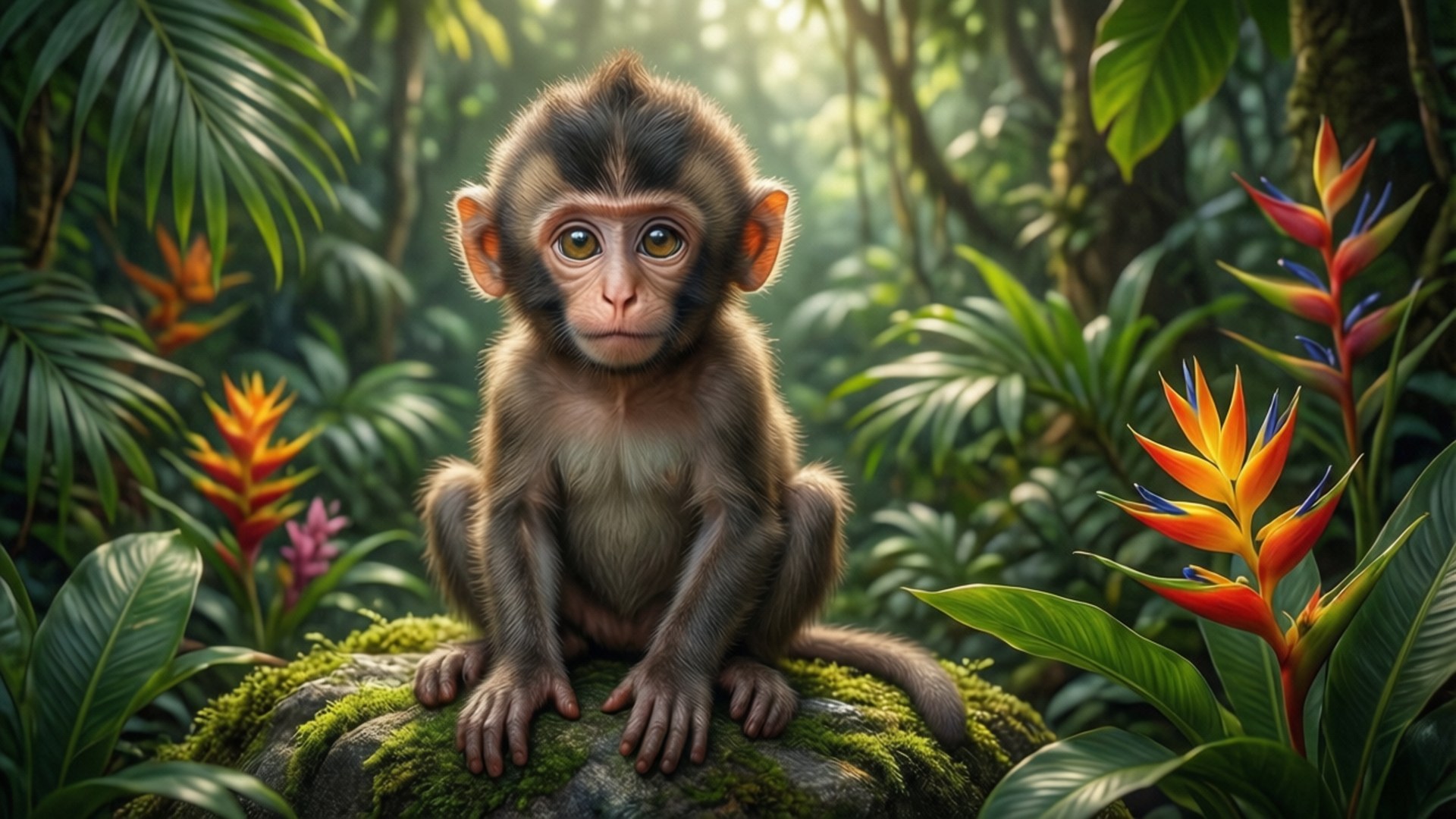 Bebé Mono en la Selva Fondos de pantalla