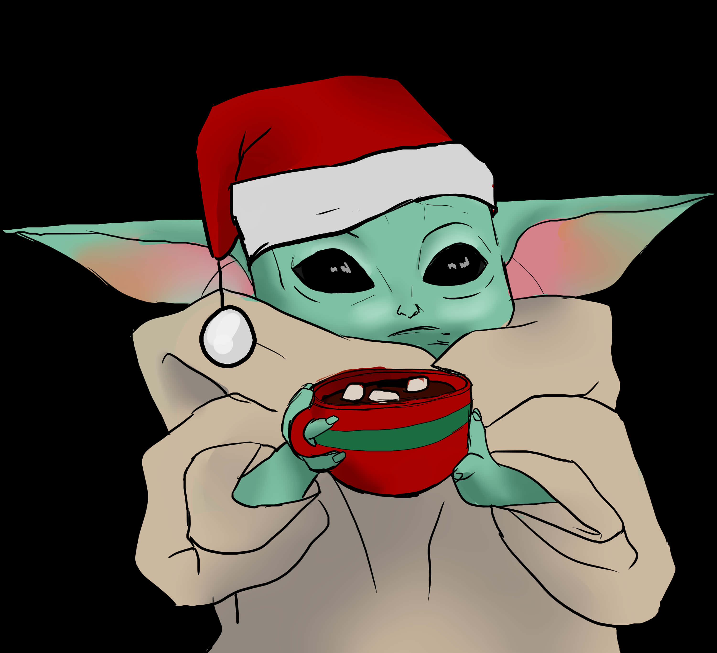 Bebé Yoda Navideño con Taza Fondos de pantalla