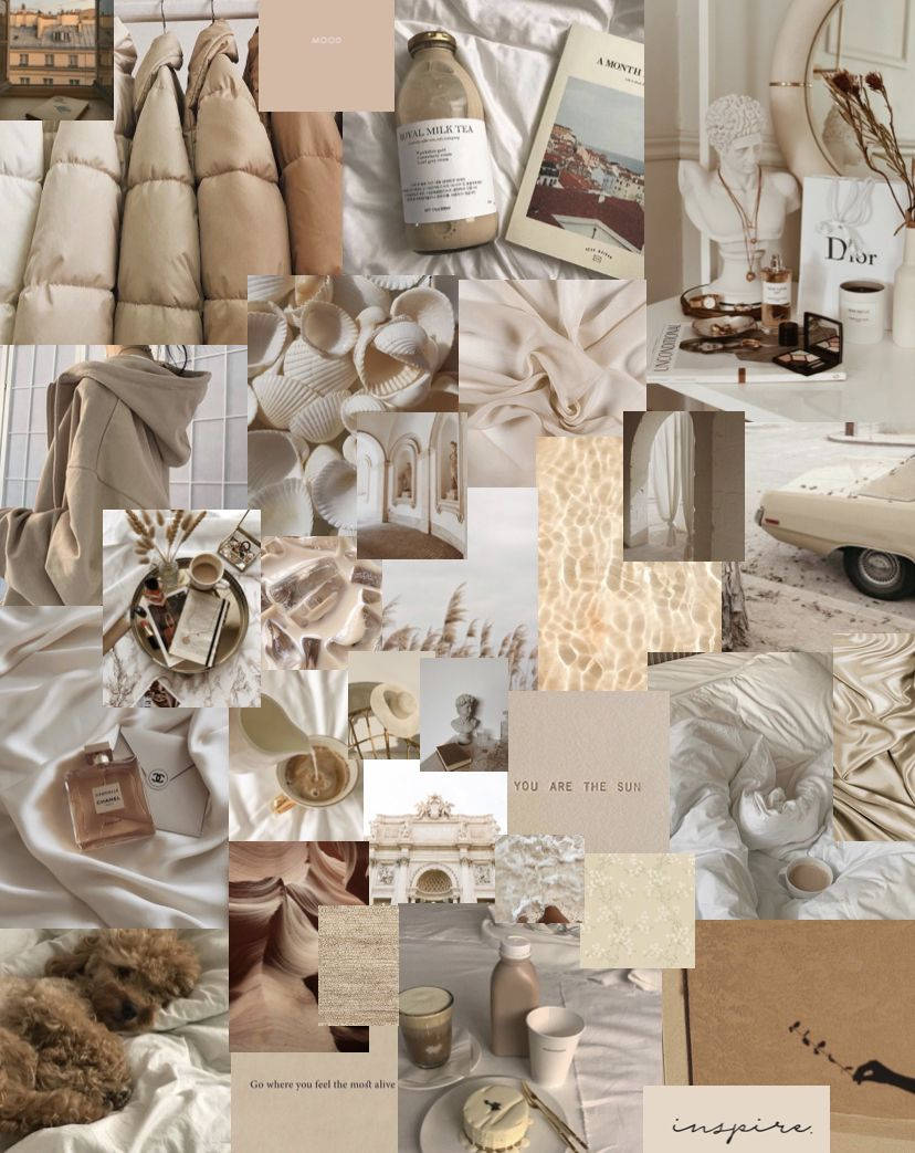 Bebidas collage estético beige Fondos de pantalla