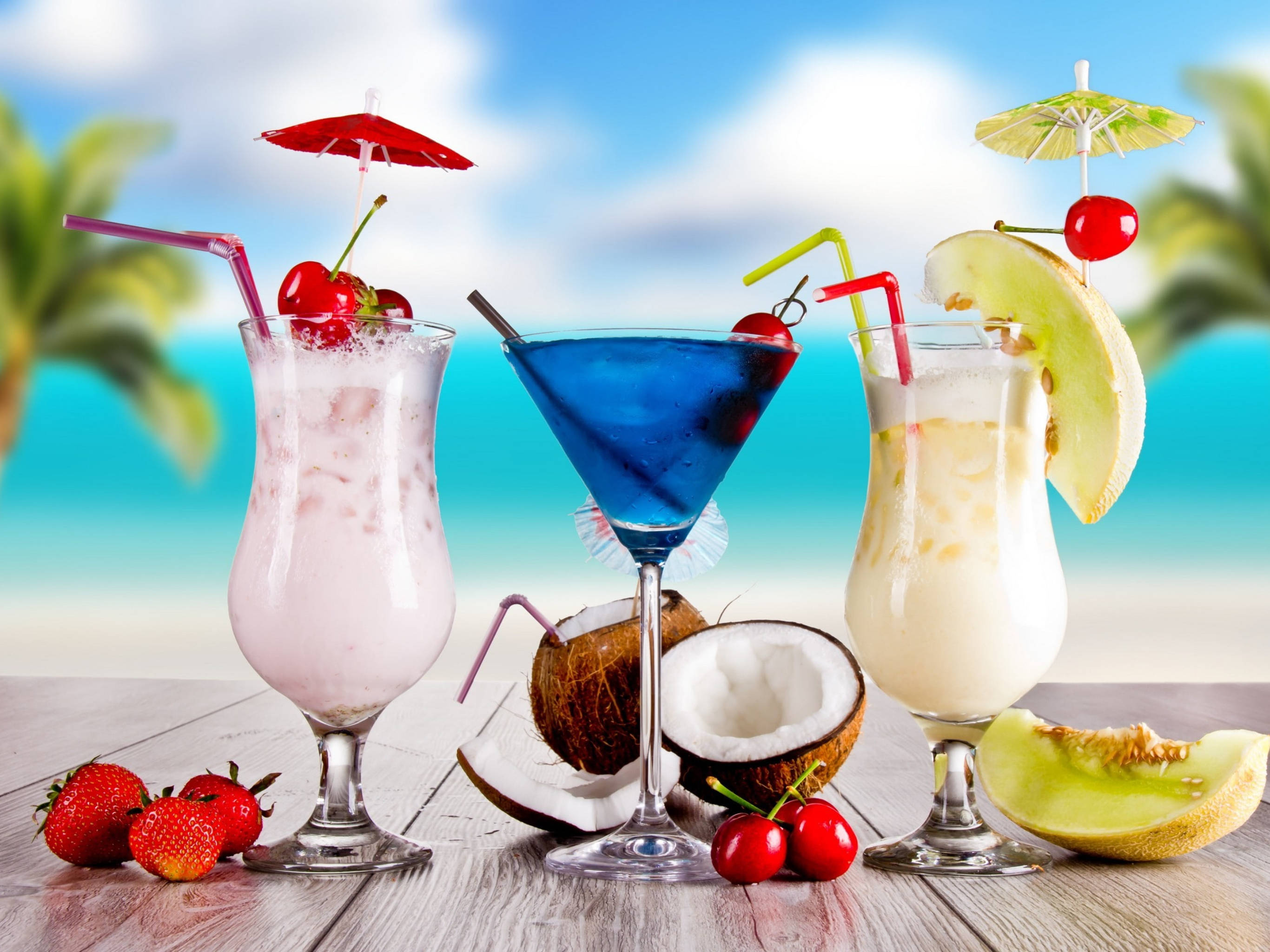 Bebidas Tropicales de Melón, Baya y Blue Curaçao Fondos de pantalla