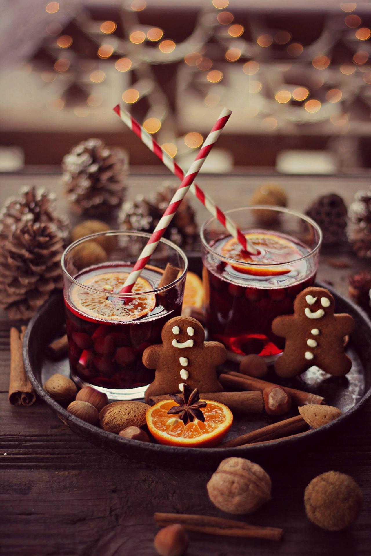 Bebidas y Galletas Acogedoras de Estética Navideña Fondos de pantalla