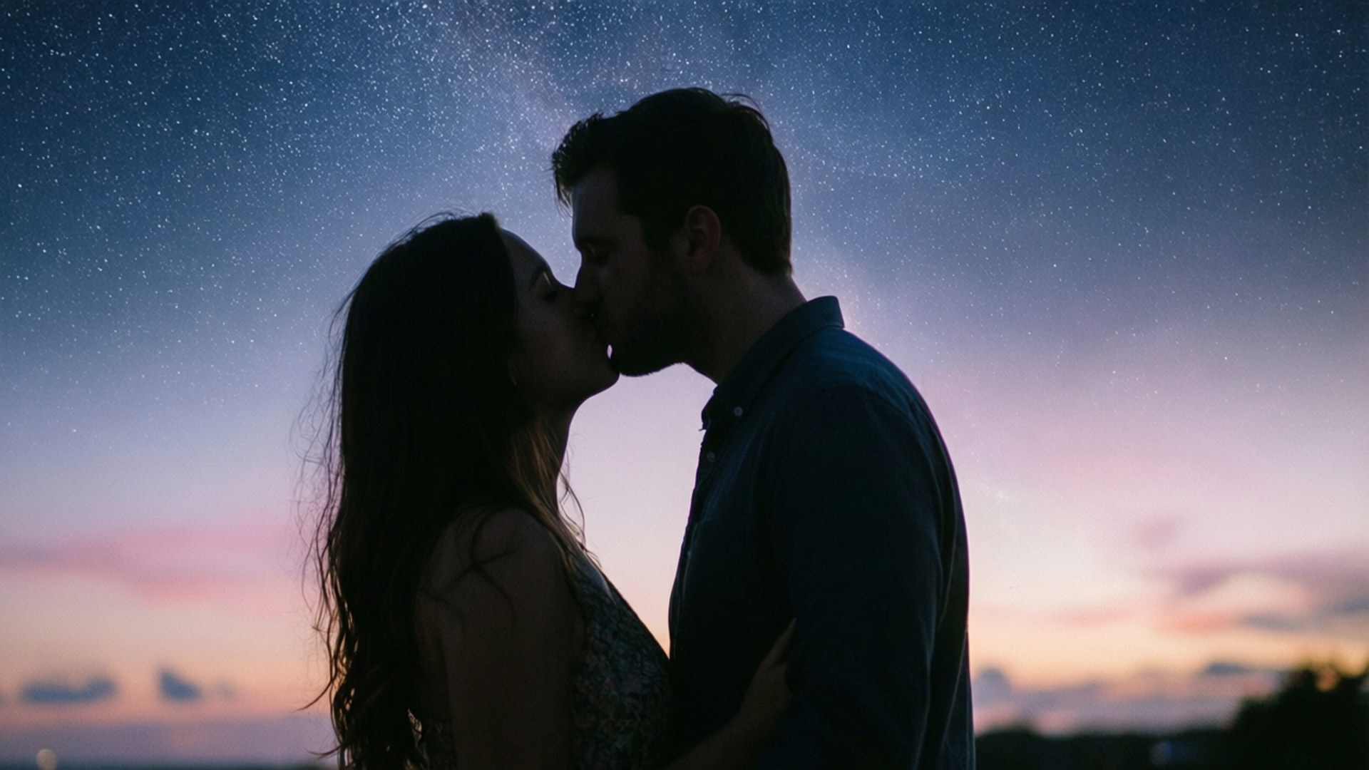 Beso bajo la noche estrellada Fondos de pantalla