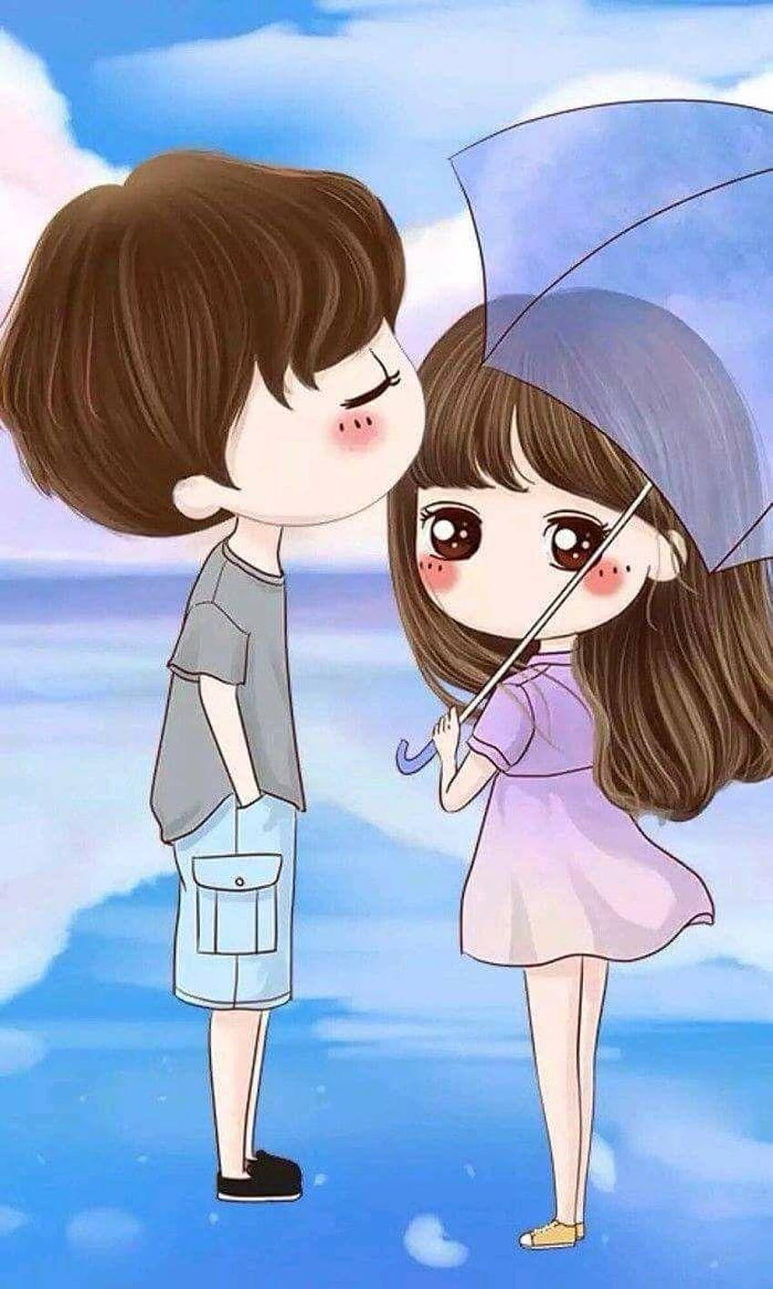 Beso en la frente de caricatura de amor Fondos de pantalla