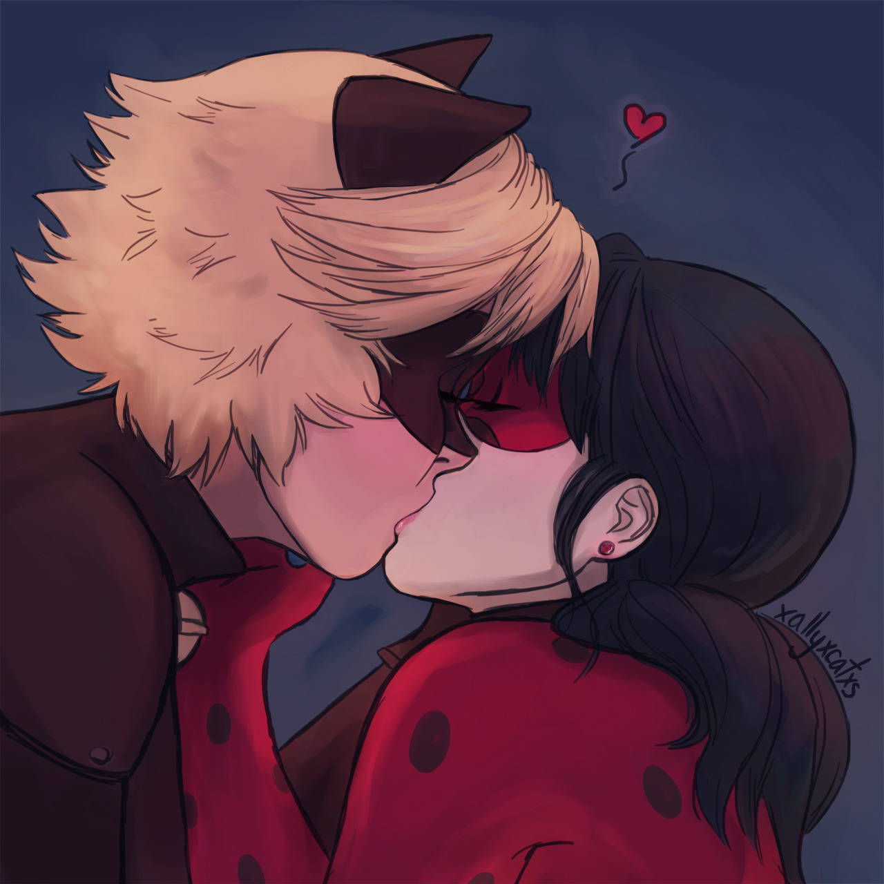 Besos románticos de Ladybug y Cat Noir Fondos de pantalla