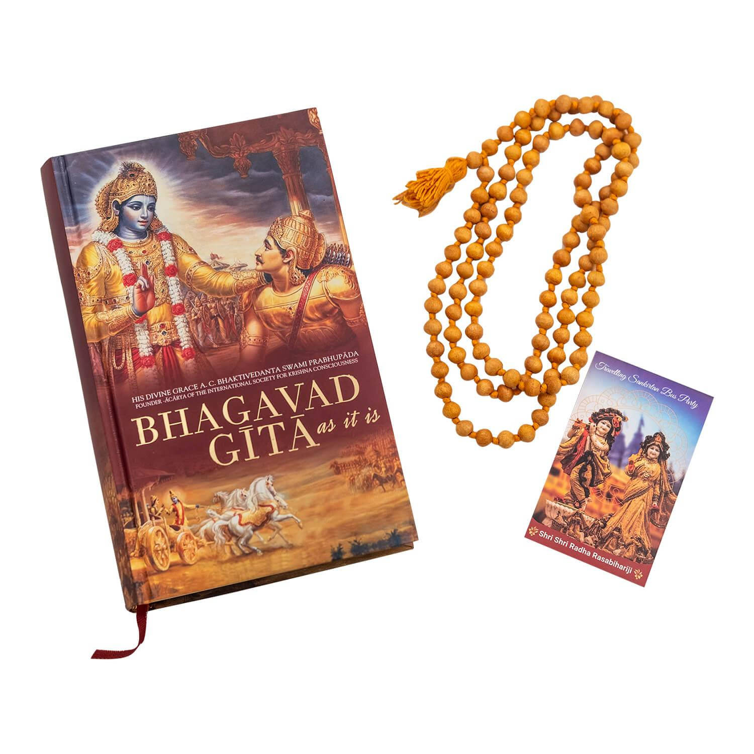 Bhagavad Gita y cuentas Japa Mala amarillas Fondos de pantalla