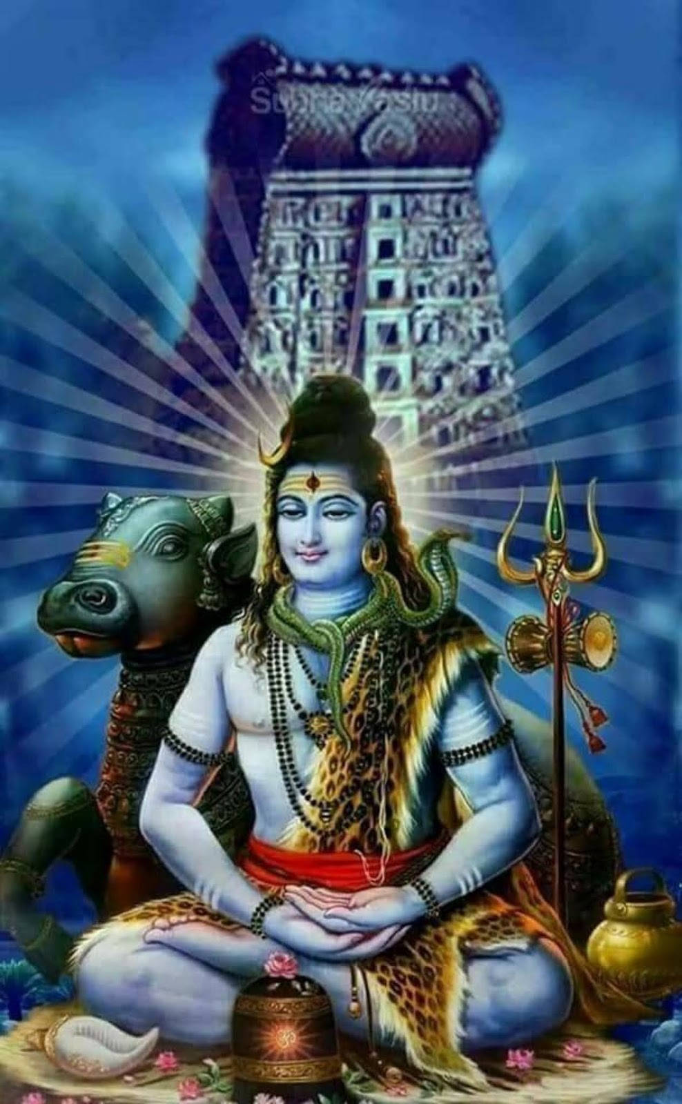 Bholenath HD Shiva Postura Loto Nandi Toro Fondos de pantalla