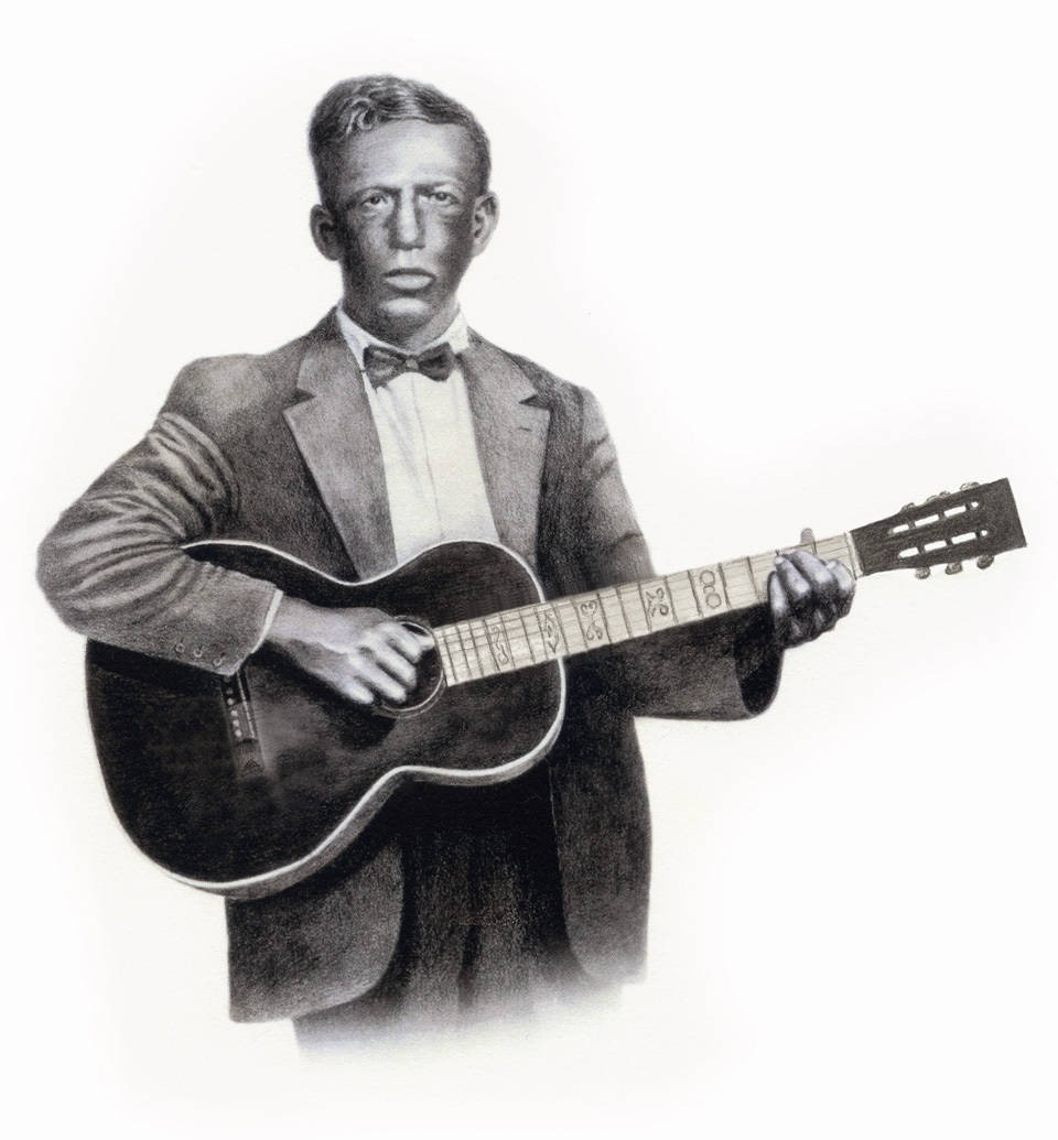 Bluesman estadounidense Charley Patton con una guitarra Fondos de pantalla