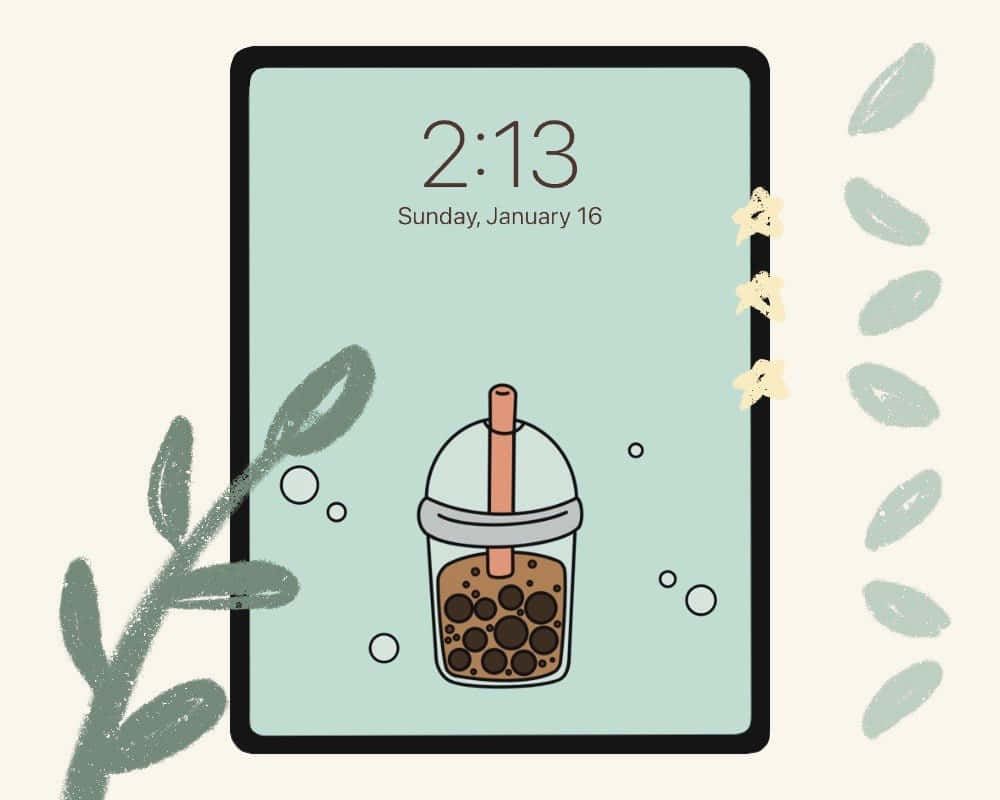 Boba lindo pastel en pantalla de bloqueo Fondos de pantalla