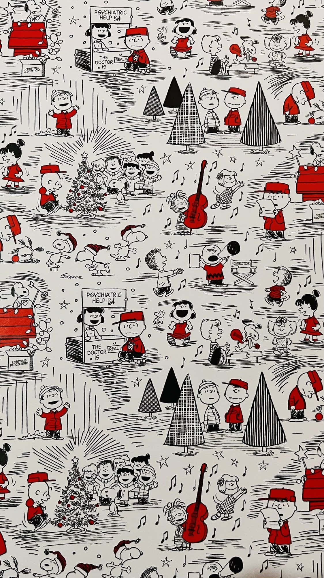 Boceto navideño de Peanuts Fondos de pantalla