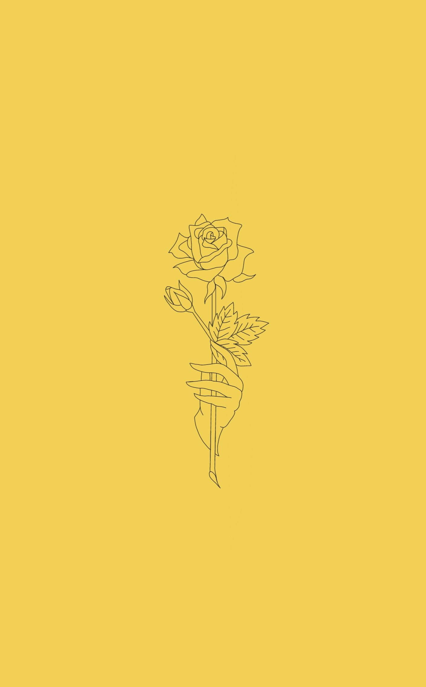 Bocetos Estéticos de Rosa Amarilla Fondos de pantalla