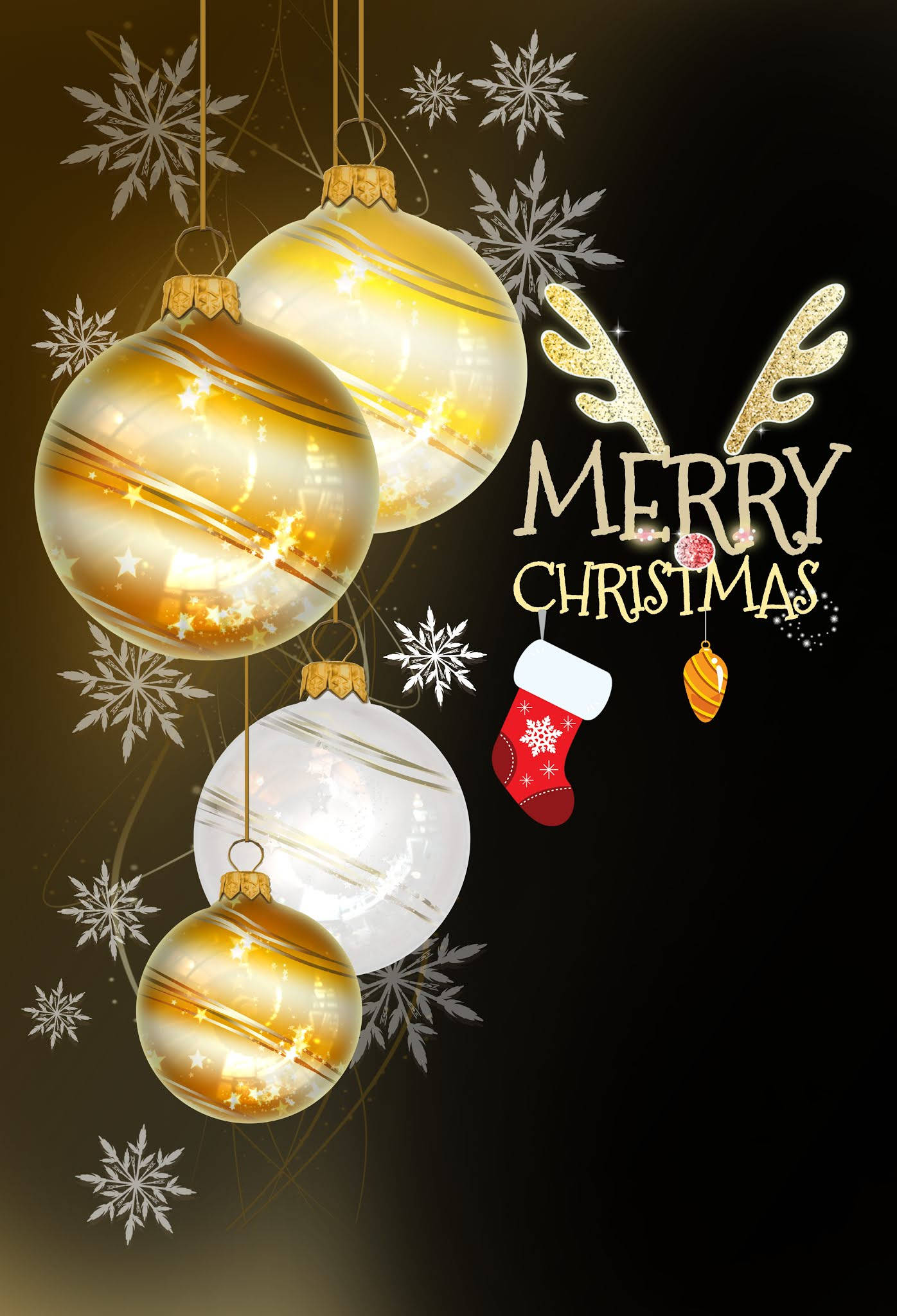 Bolas de Navidad Doradas para iPhone Fondos de pantalla