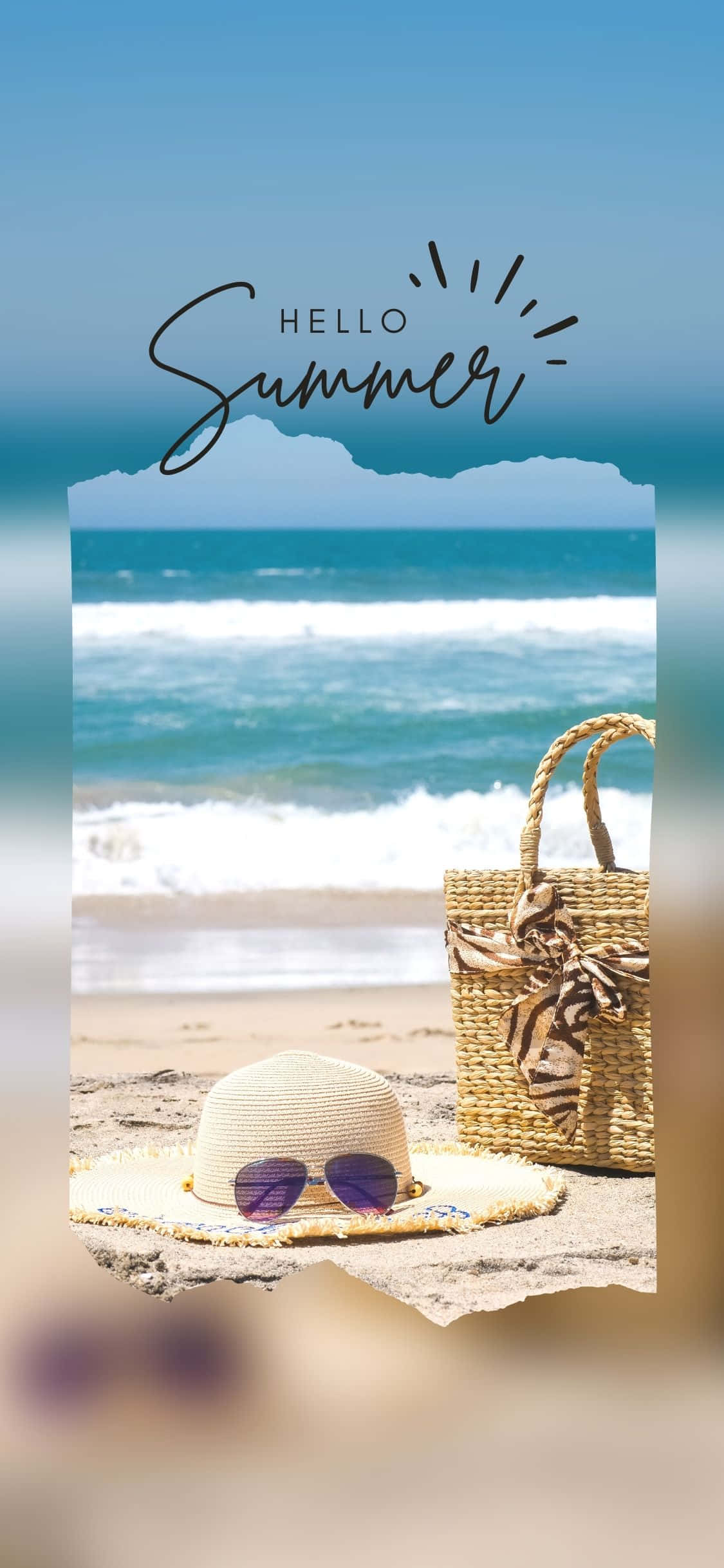Bolsa de playa y sombrero fondo de verano para iPhone X Fondos de pantalla