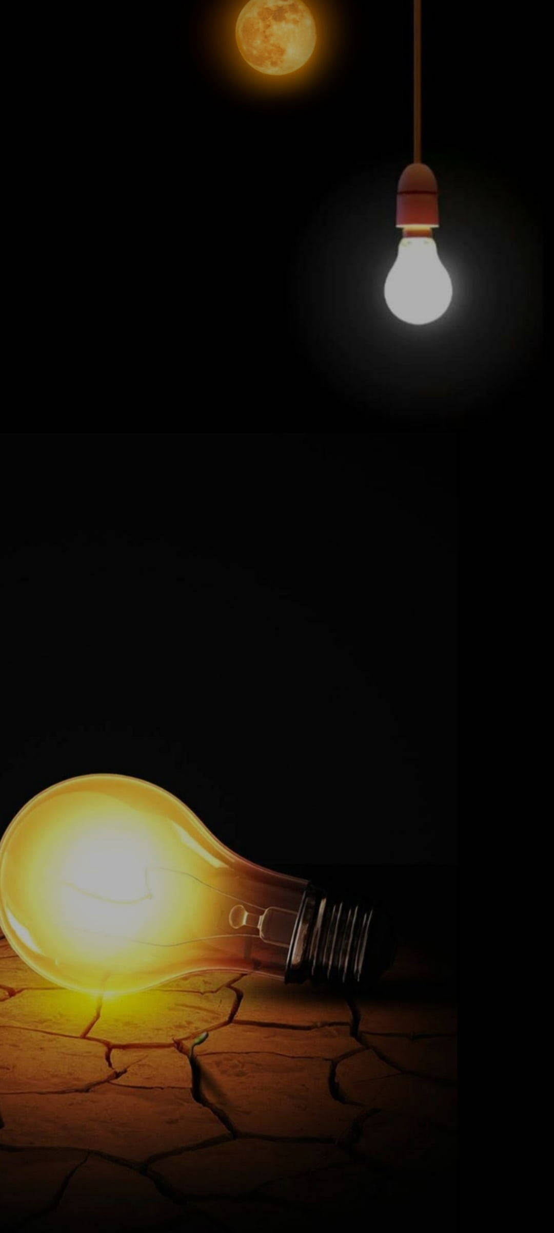 Bombillas Iluminadas y Luna con Agujero Central Fondos de pantalla