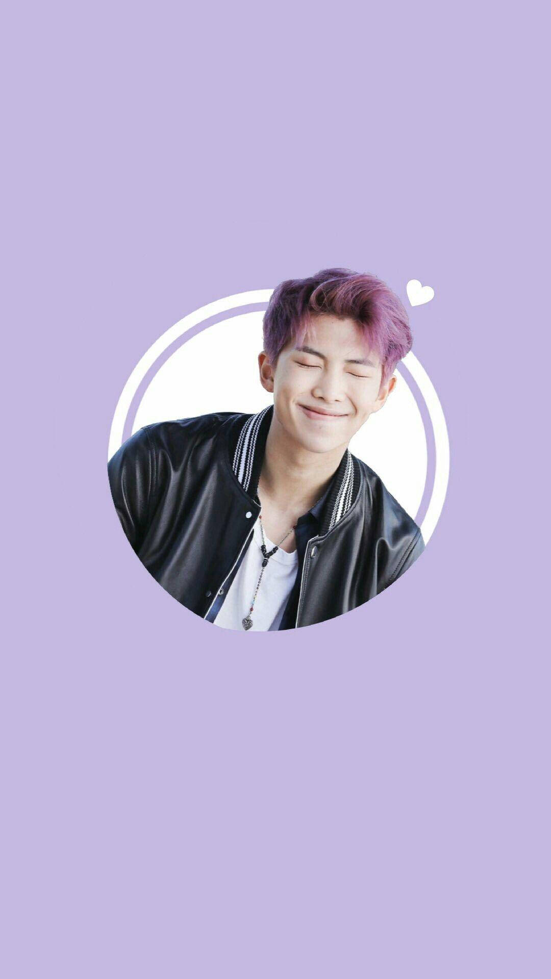 Bonito BTS RM en círculo sobre morado Fondos de pantalla