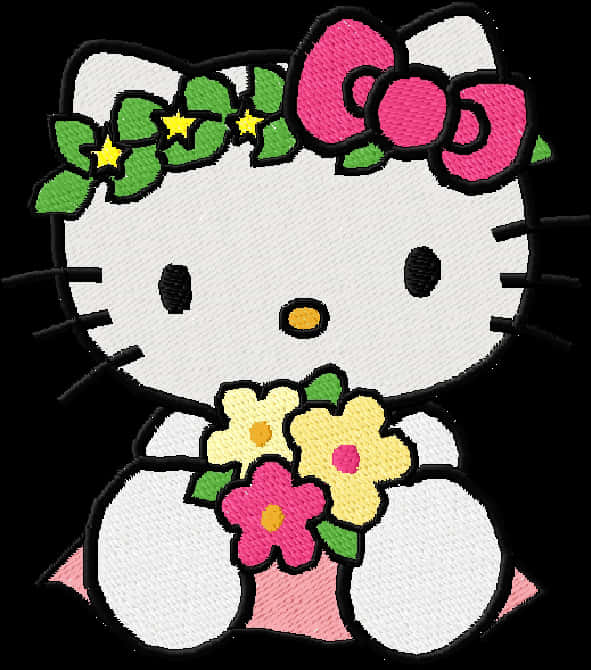 Bordado Floral de Hello Kitty Fondos de pantalla