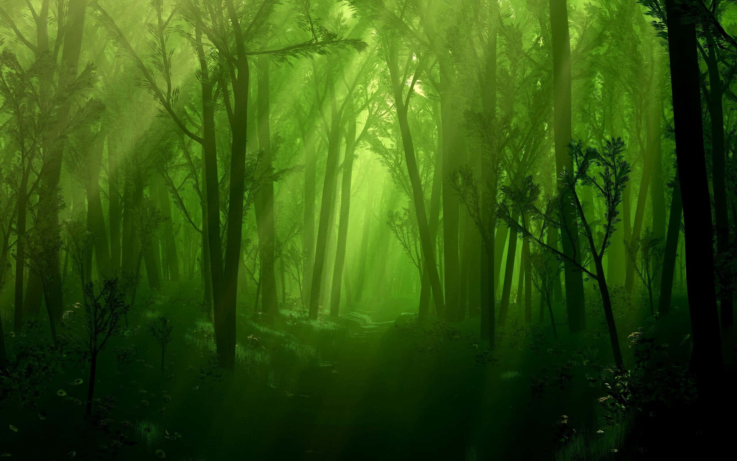 Bosque Mágico Verde Neón Fondos de pantalla