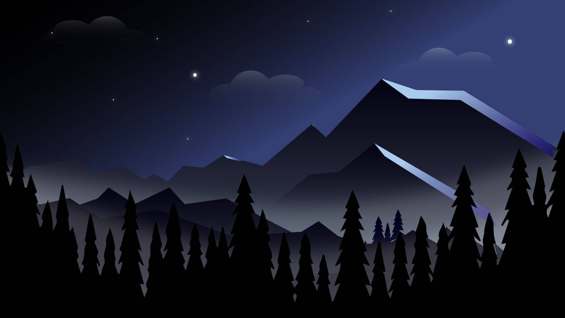 Bosque Minimalista de Noche Fondos de pantalla