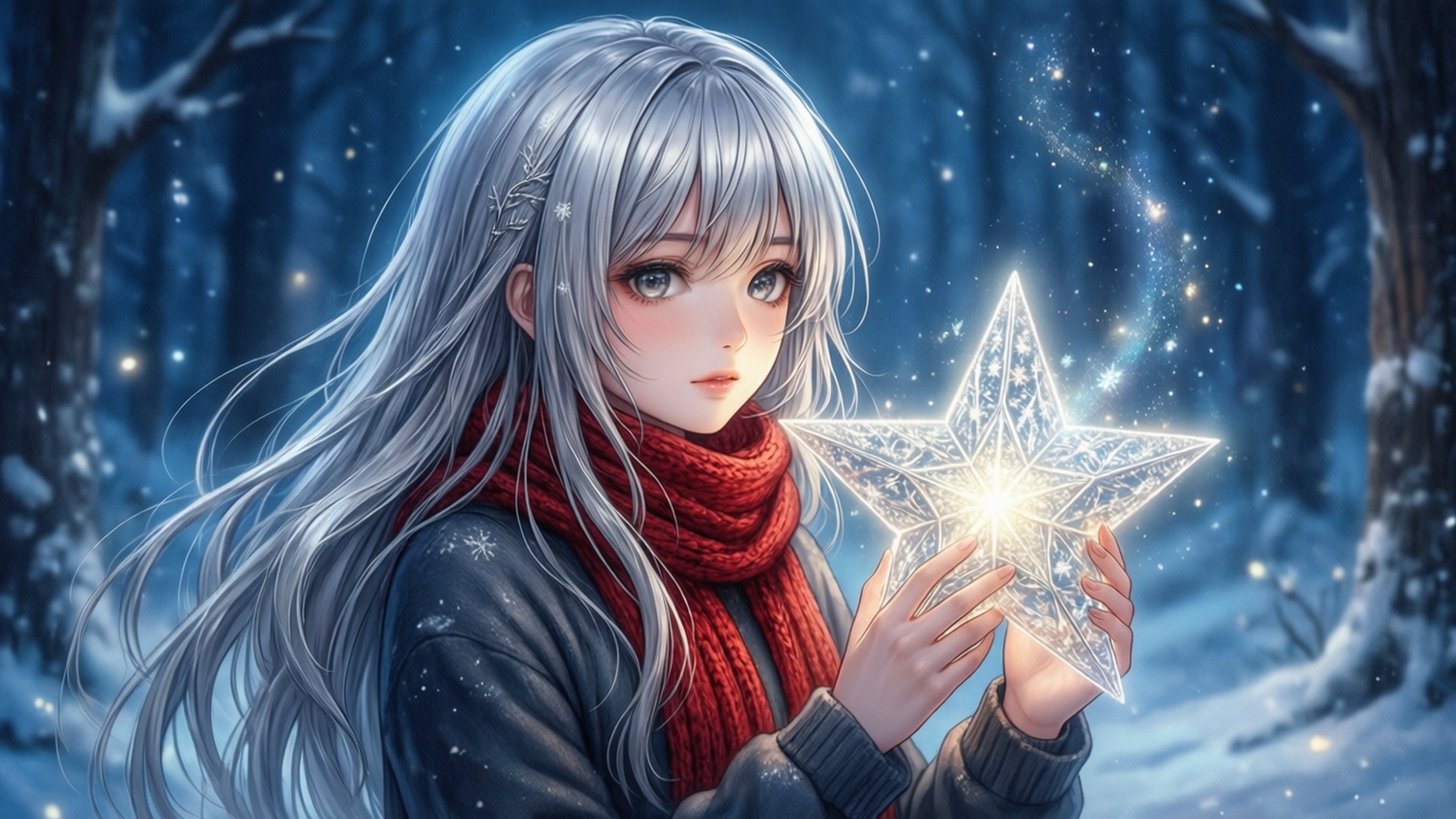 Bosque Nevado Bajo las Estrellas Fondos de pantalla