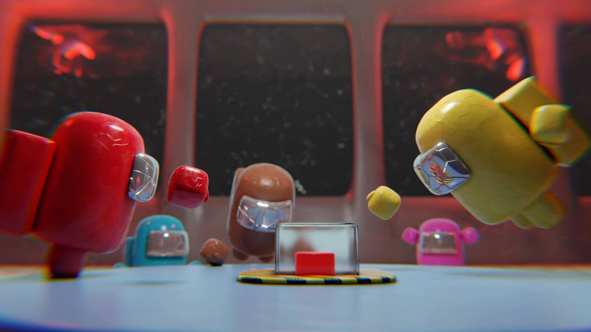Botón de reunión 3D de Among US para escritorio Fondos de pantalla